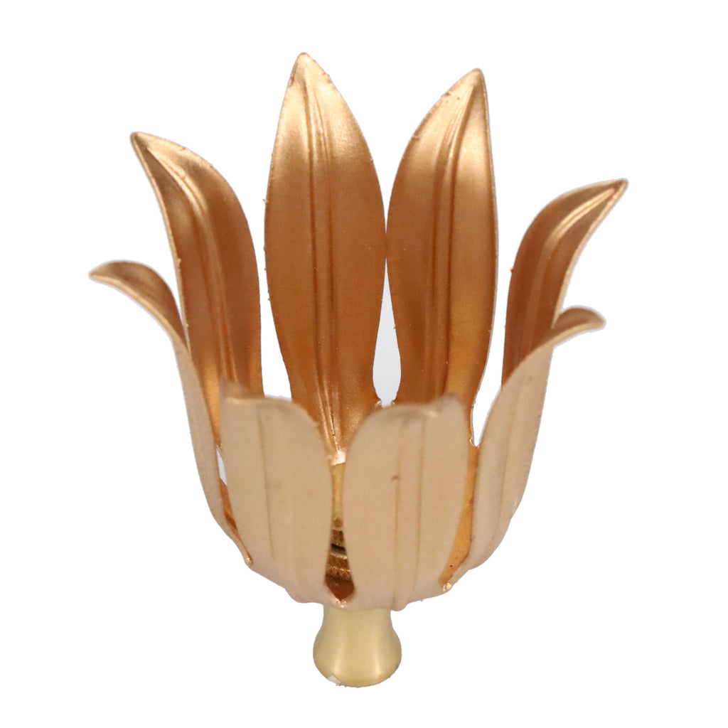 3" Tall Brass Finial, 2-3/4" Diam. Gold Tulip Flower Petals, 1/4-27F Tap (15218)