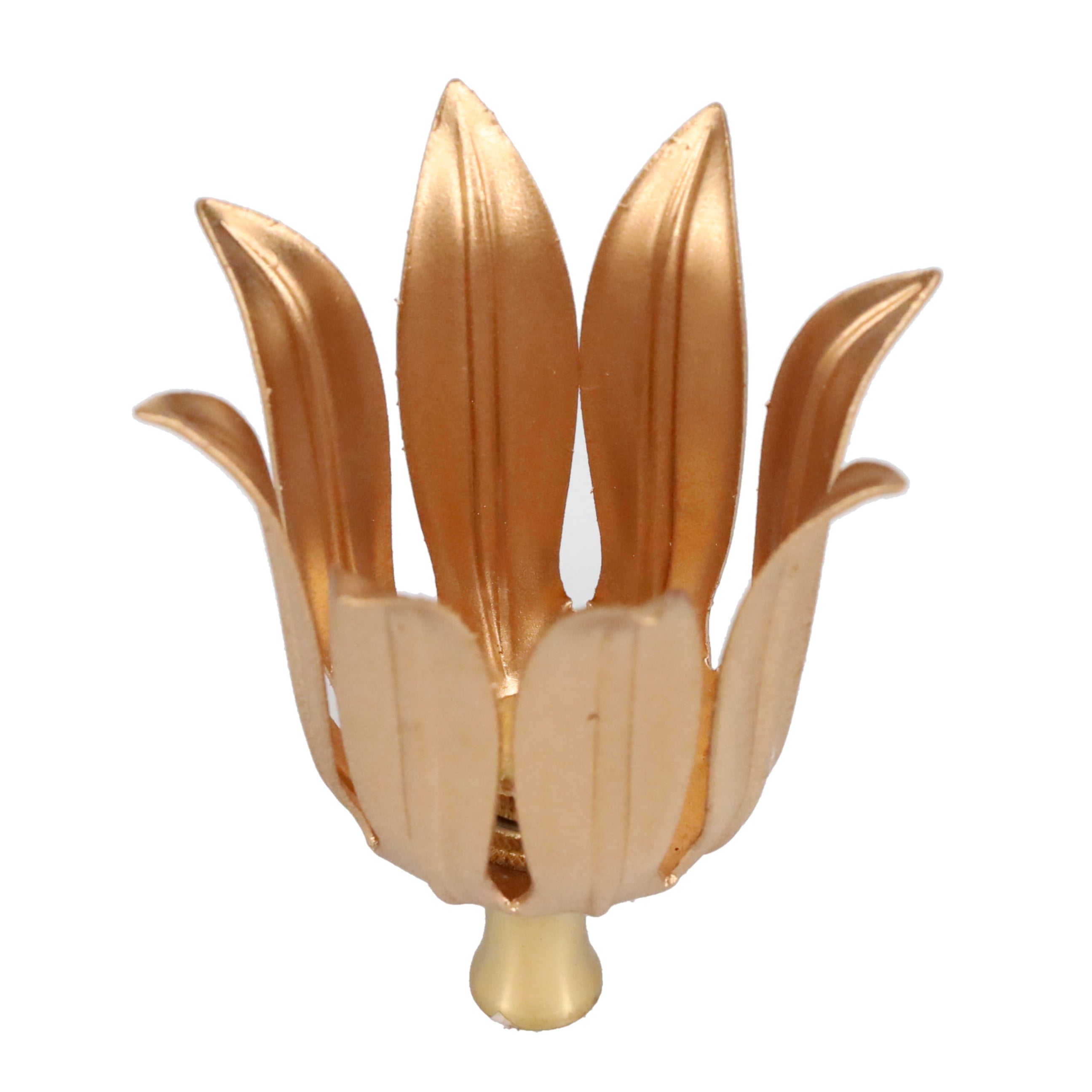 3" Tall Brass Finial, 2-3/4" Diam. Gold Tulip Flower Petals, 1/4-27F Tap (15218)