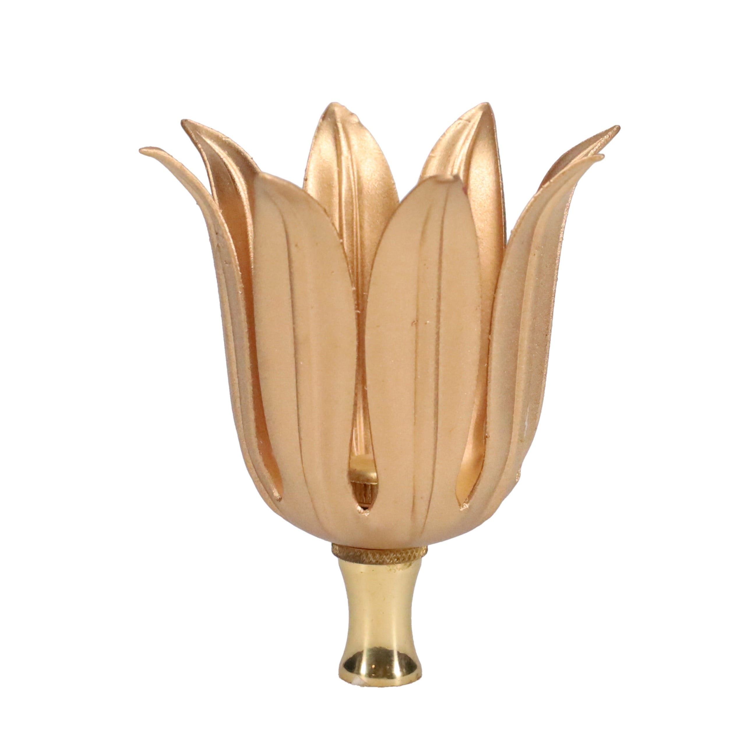 3" Tall Brass Finial, 2-3/4" Diam. Gold Tulip Flower Petals, 1/4-27F Tap (15218)