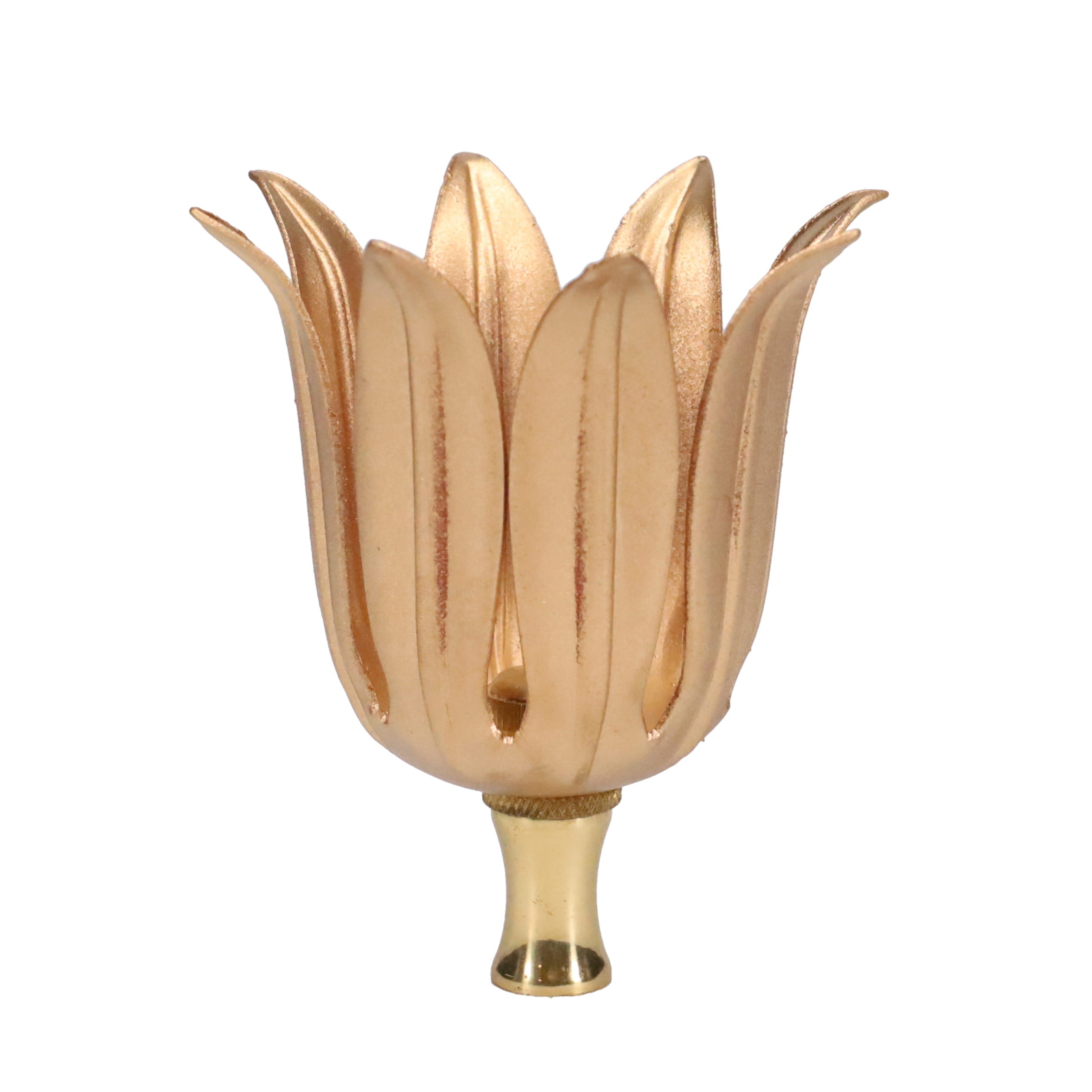 3" Tall Brass Finial, 2-3/4" Diam. Gold Tulip Flower Petals, 1/4-27F Tap (15218)