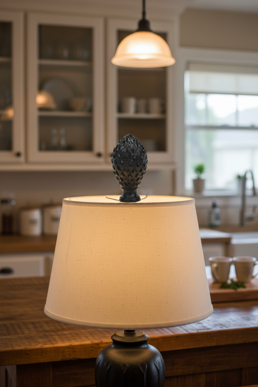 2-3/4" Tall Finial, 1-1/2" Diam. Black Pineapple, 1/4-27F Tap (15221)
