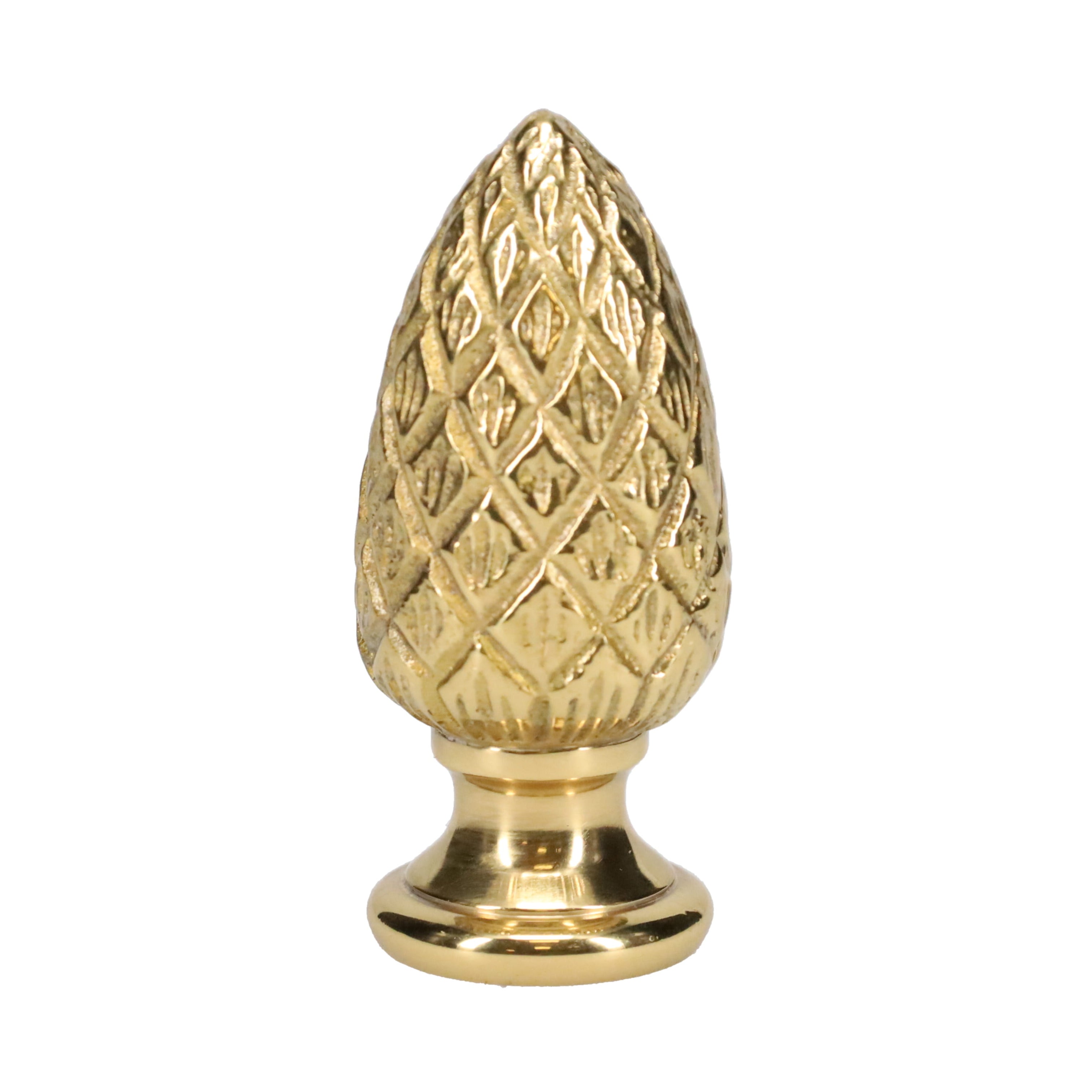 2-3/8" Tall Brass Finial, 1" Diam. Brass Pineapple, 1/4-27F Tap (15222)