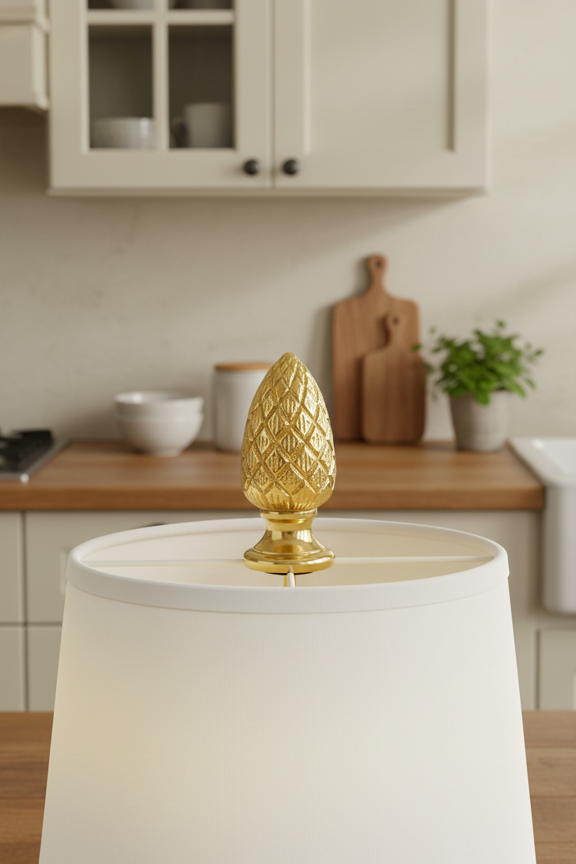 2-3/8" Tall Brass Finial, 1" Diam. Brass Pineapple, 1/4-27F Tap (15222)