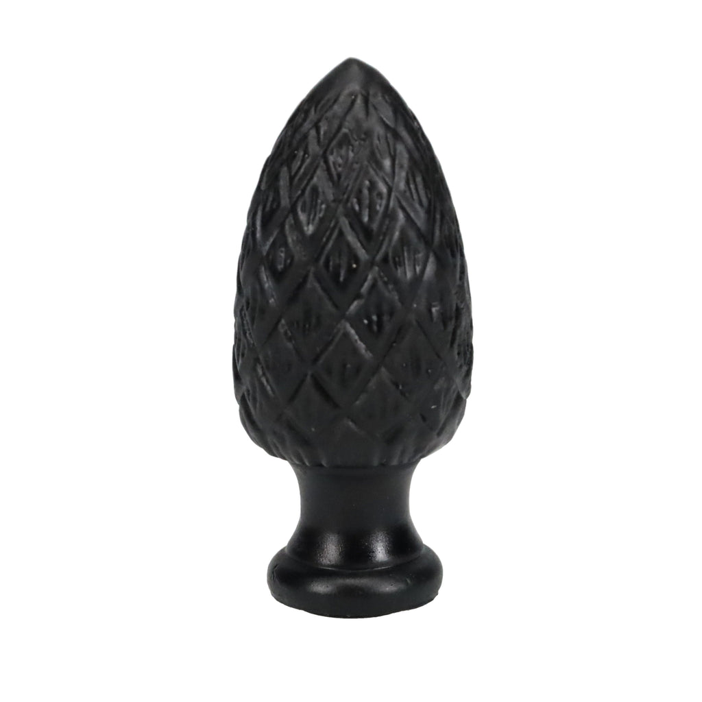 2-7/16" Tall Finial, 1" Diam. Black Pineapple, 1/4-27F Tap (15222BK)