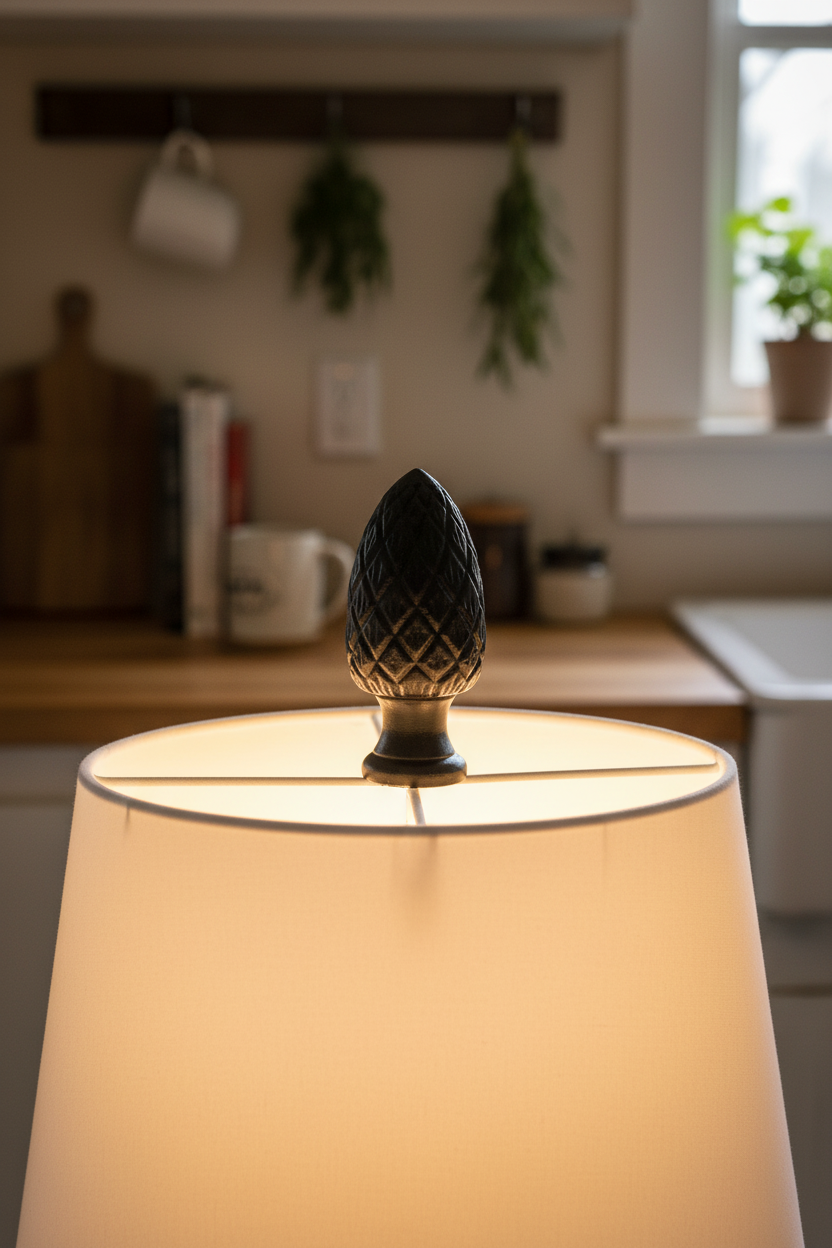 2-7/16" Tall Finial, 1" Diam. Black Pineapple, 1/4-27F Tap (15222BK)