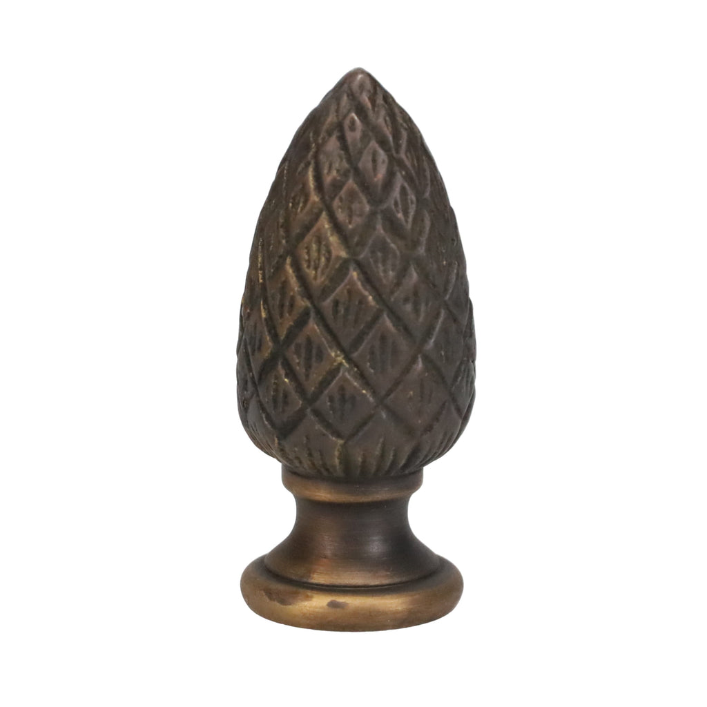 2-3/8" Tall Brass Finial, 1" Diam. Brass Pineapple, Bronze Finish 1/4-27F Tap (15222BR)