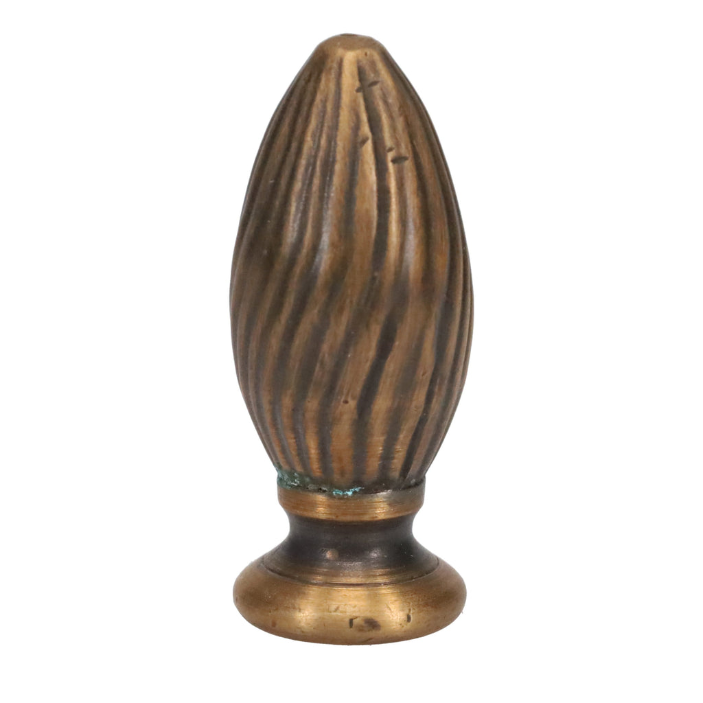 2-5/8" Tall Brass Finial, 1" Diam. Spiral Egg, Bronze Finish 1/4-27F Tap (15223)