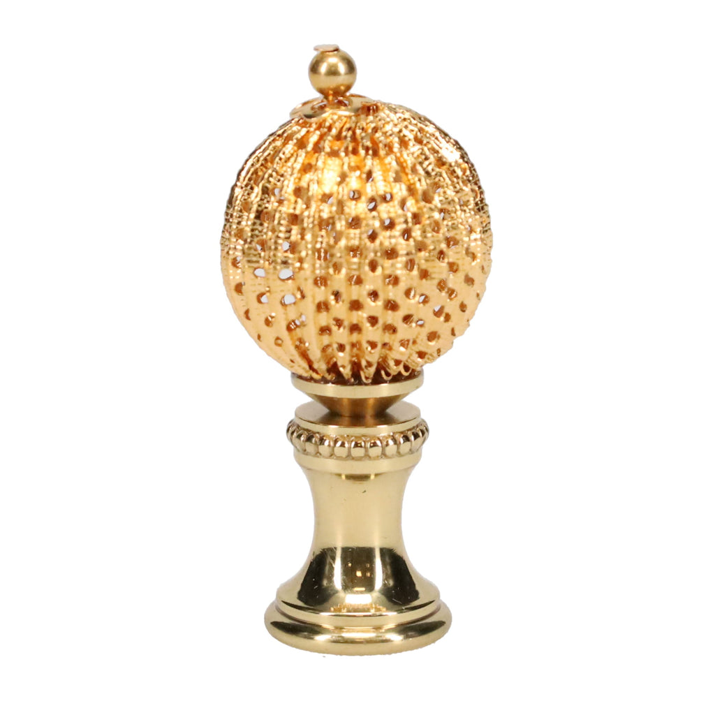 2" Tall Brass Finial, 7/8" Diam. Egg Pod Sphere, 1/4-27F Tap (15224)