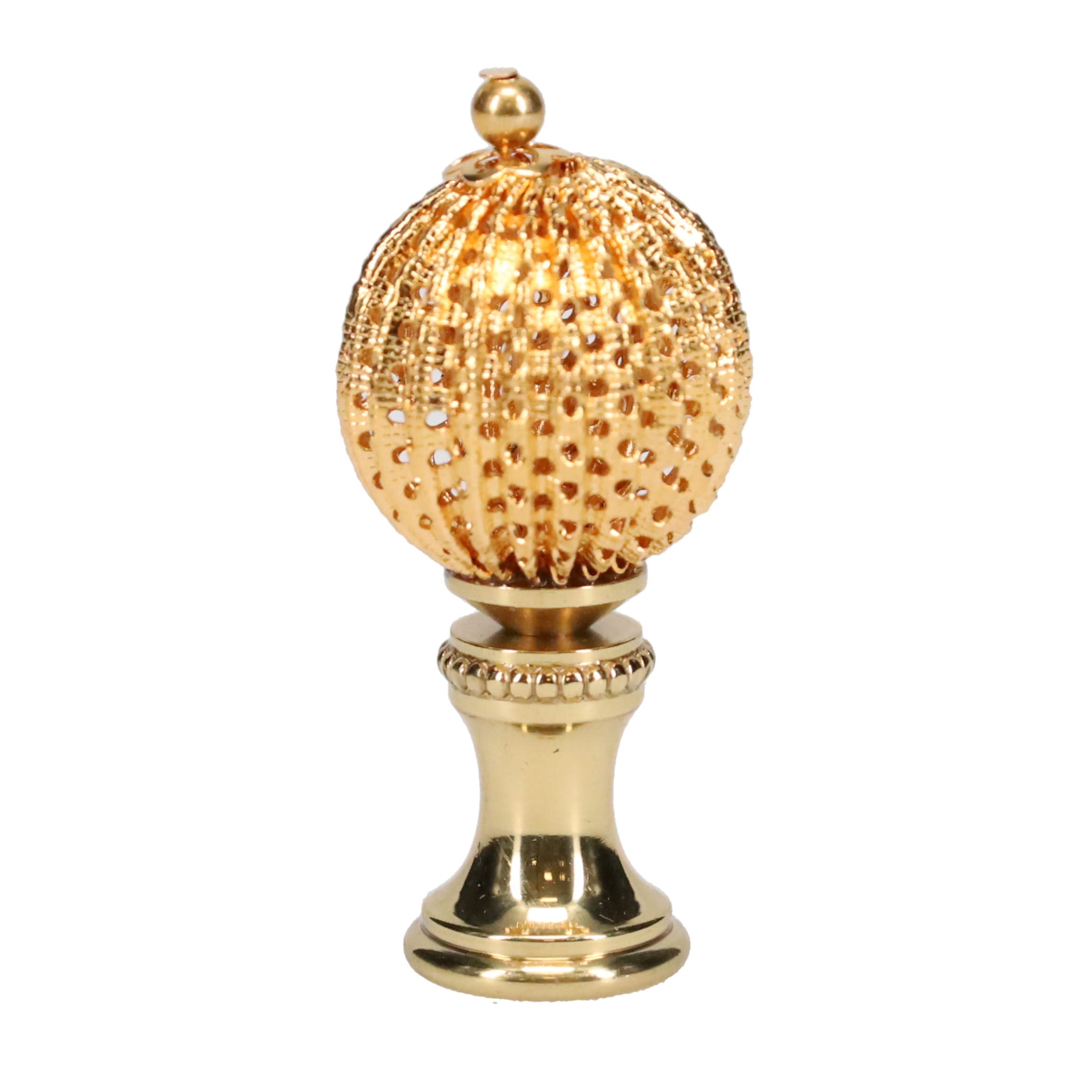 2" Tall Brass Finial, 7/8" Diam. Egg Pod Sphere, 1/4-27F Tap (15224)