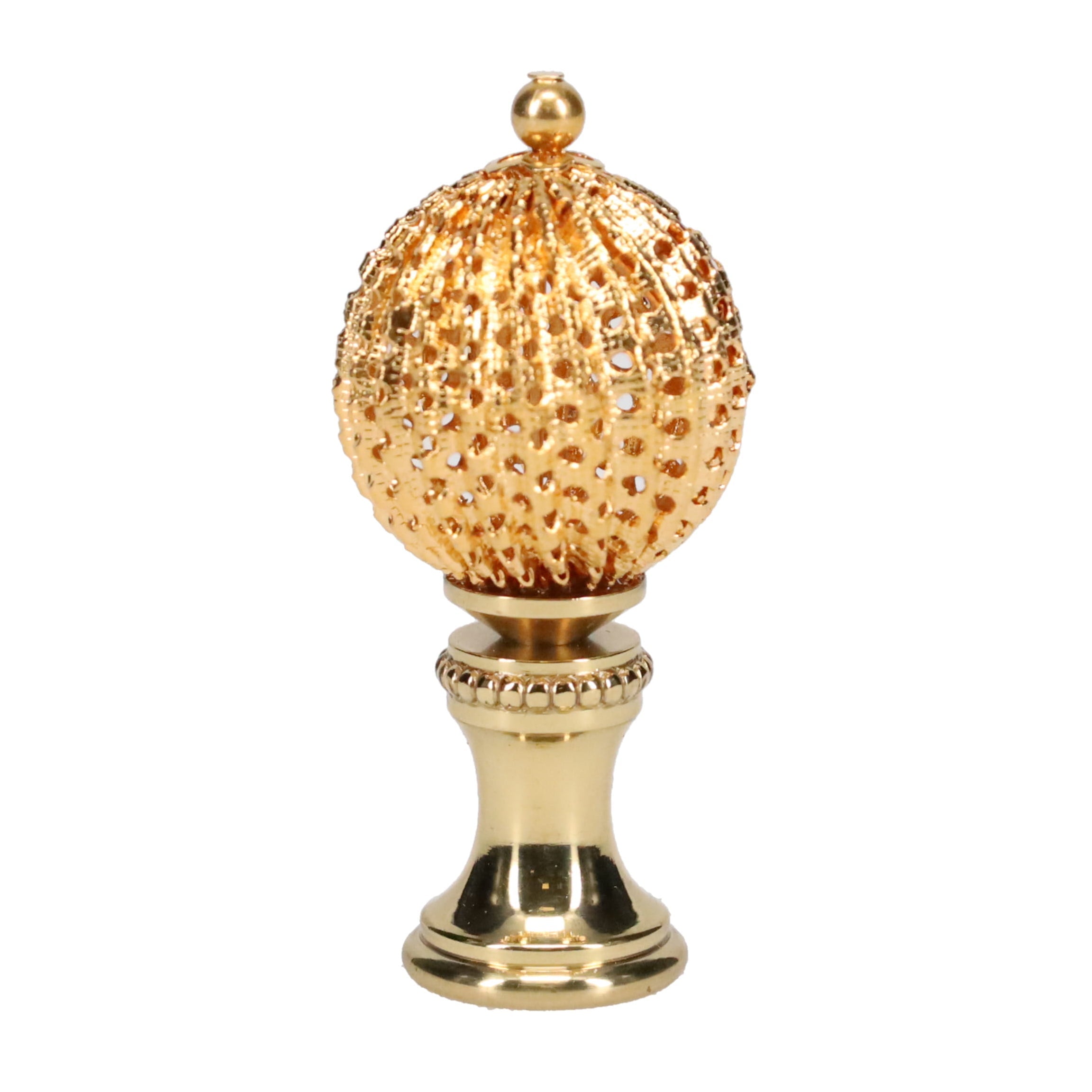 2" Tall Brass Finial, 7/8" Diam. Egg Pod Sphere, 1/4-27F Tap (15224)