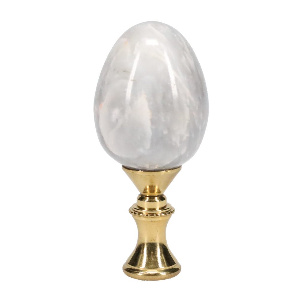2-11/16" Tall Brass Goblet Style Finial, Marble Egg, 1/4-27F Tap (15225)