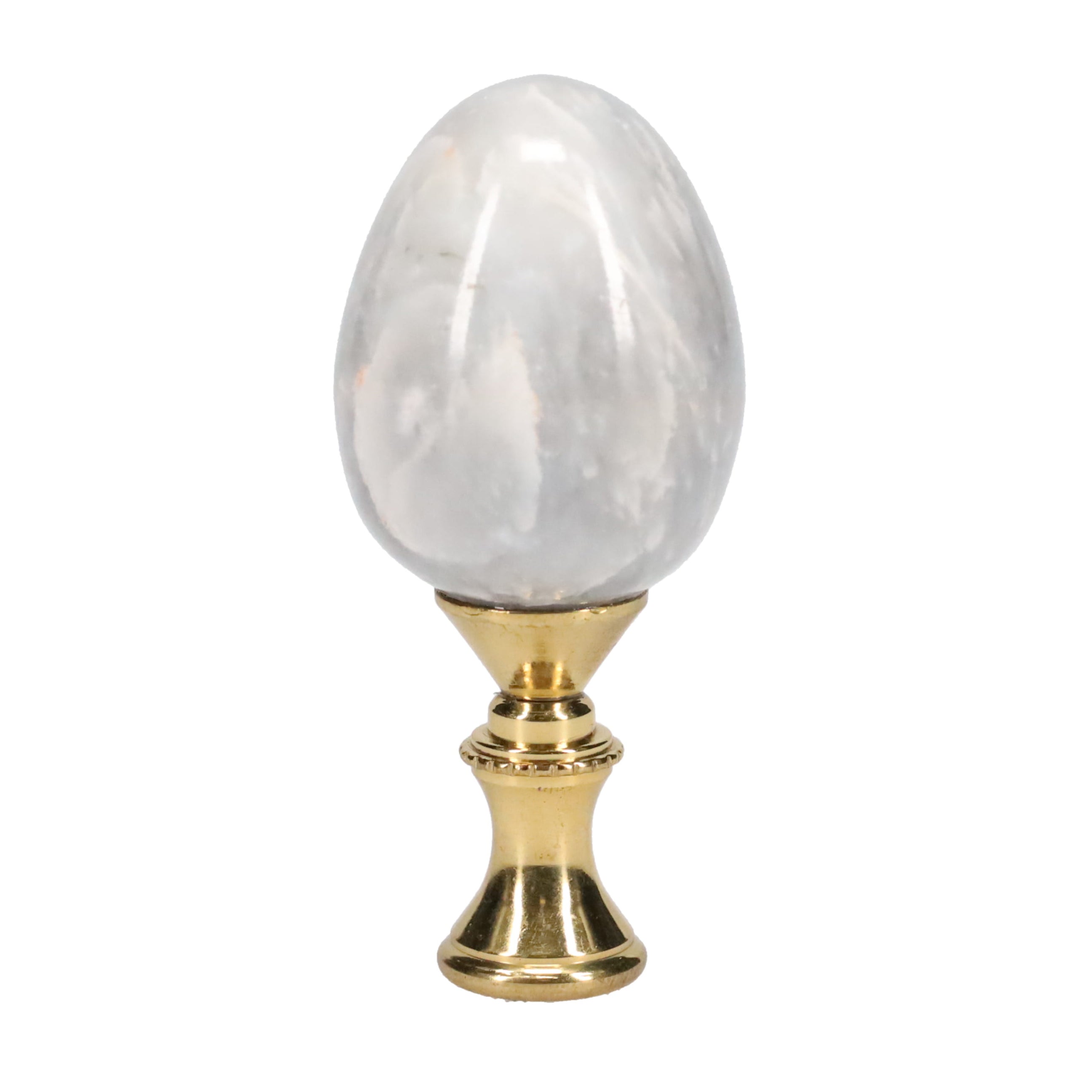 2-11/16" Tall Brass Goblet Style Finial, Marble Egg, 1/4-27F Tap (15225)