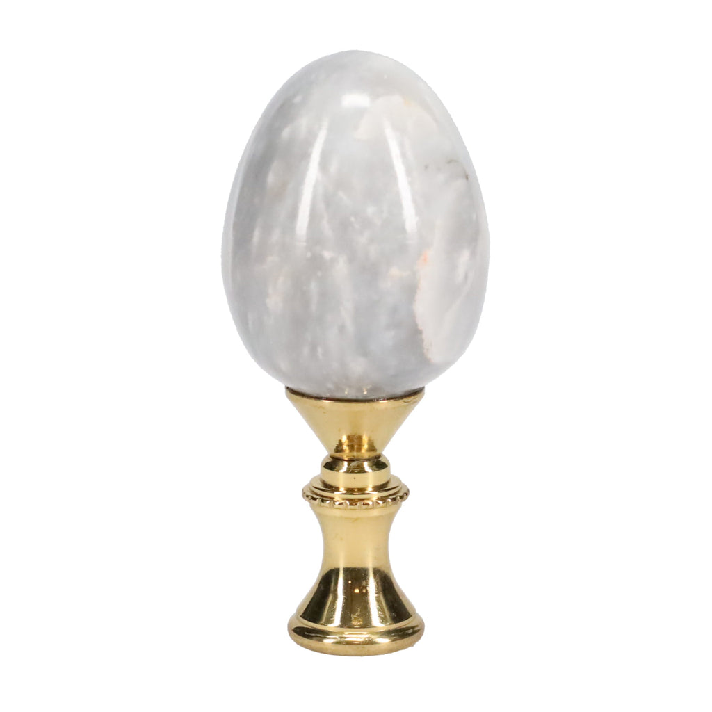 2-11/16" Tall Brass Goblet Style Finial, Marble Egg, 1/4-27F Tap (15225)