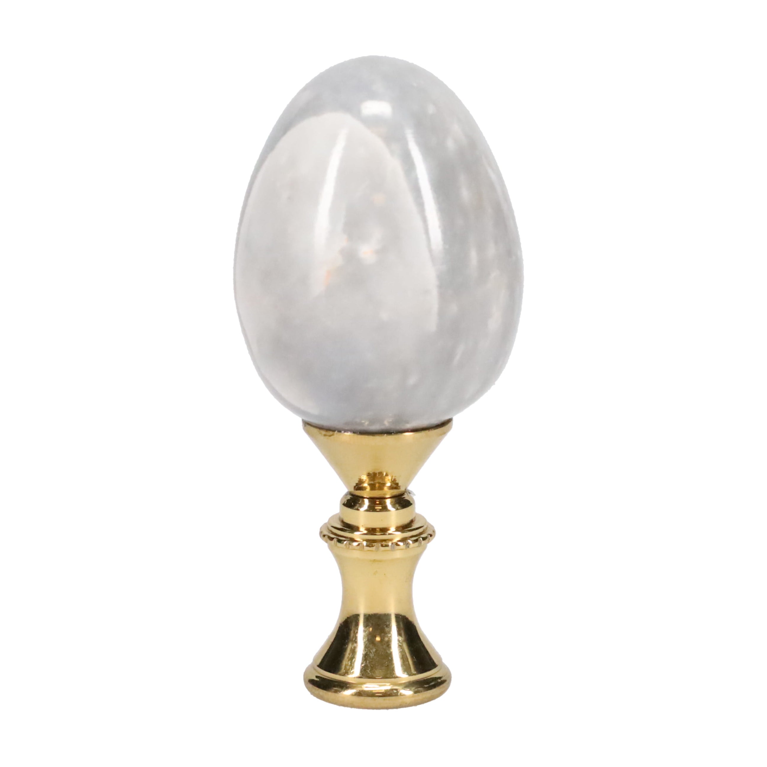 2-11/16" Tall Brass Goblet Style Finial, Marble Egg, 1/4-27F Tap (15225)
