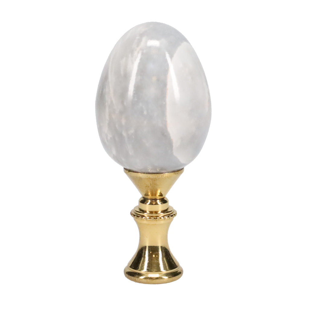 2-11/16" Tall Brass Goblet Style Finial, Marble Egg, 1/4-27F Tap (15225)