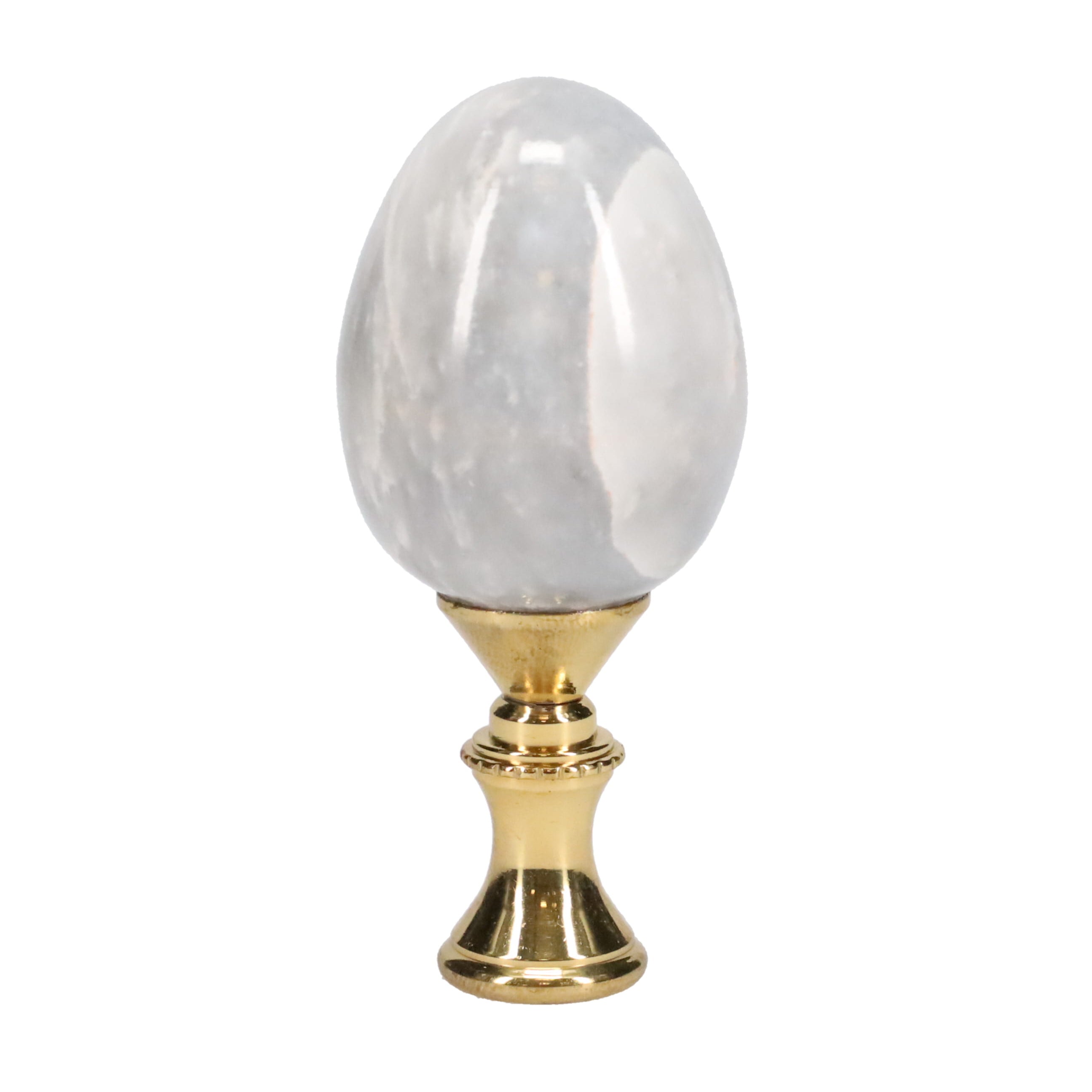 2-11/16" Tall Brass Goblet Style Finial, Marble Egg, 1/4-27F Tap (15225)