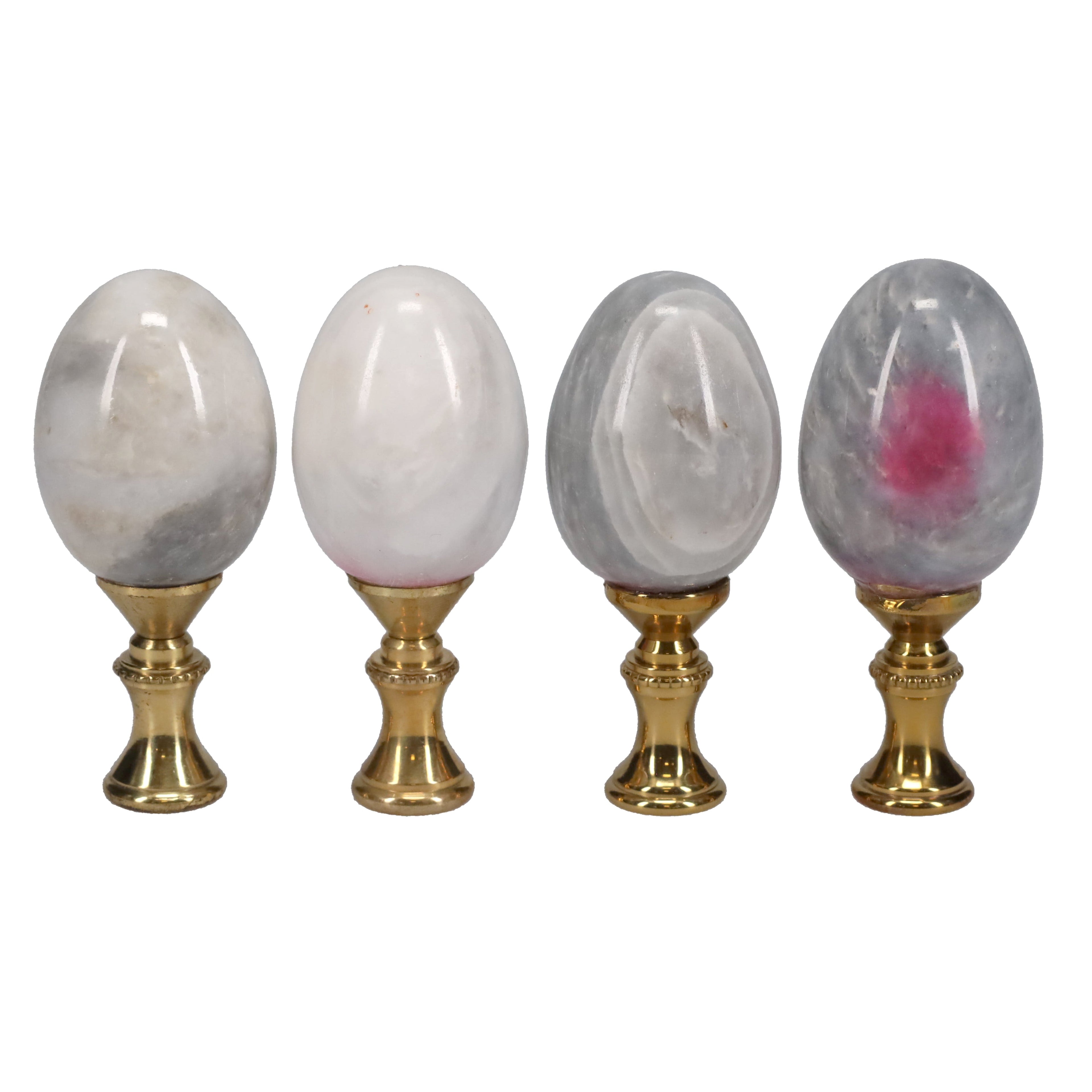 2-11/16" Tall Brass Goblet Style Finial, Marble Egg, 1/4-27F Tap (15225)