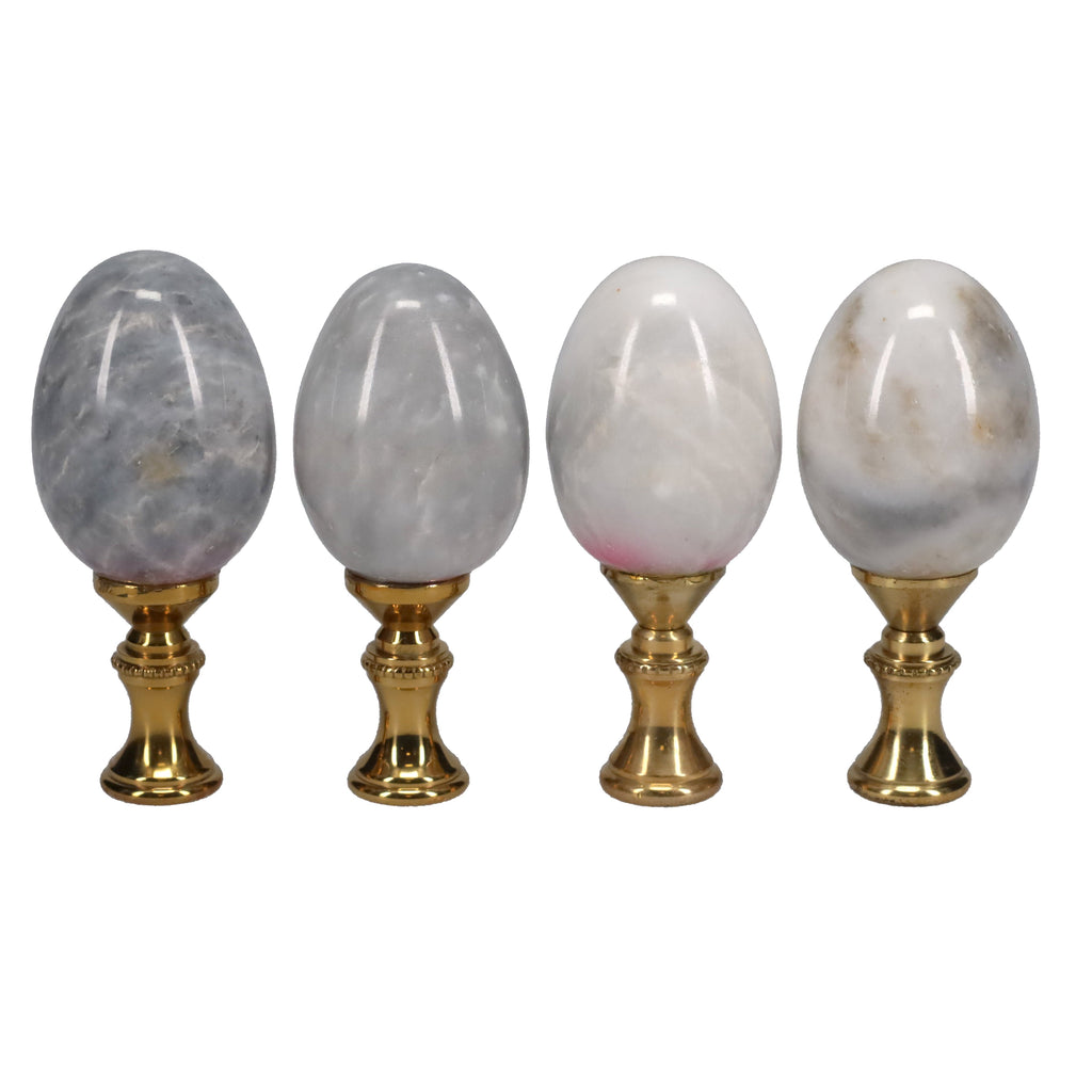 2-11/16" Tall Brass Goblet Style Finial, Marble Egg, 1/4-27F Tap (15225)