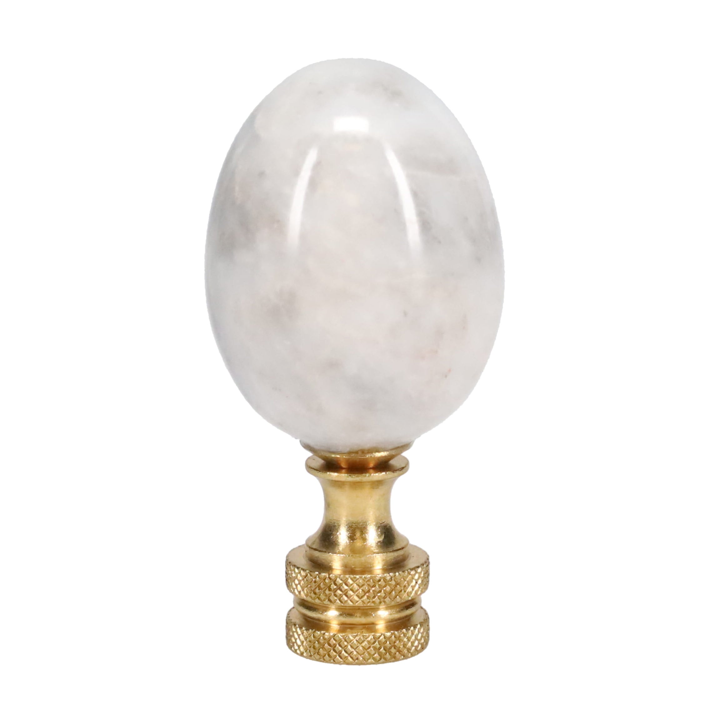2-3/8" Tall Brass Knurled Finial, Marble Egg, 1/4-27F Tap (15226)