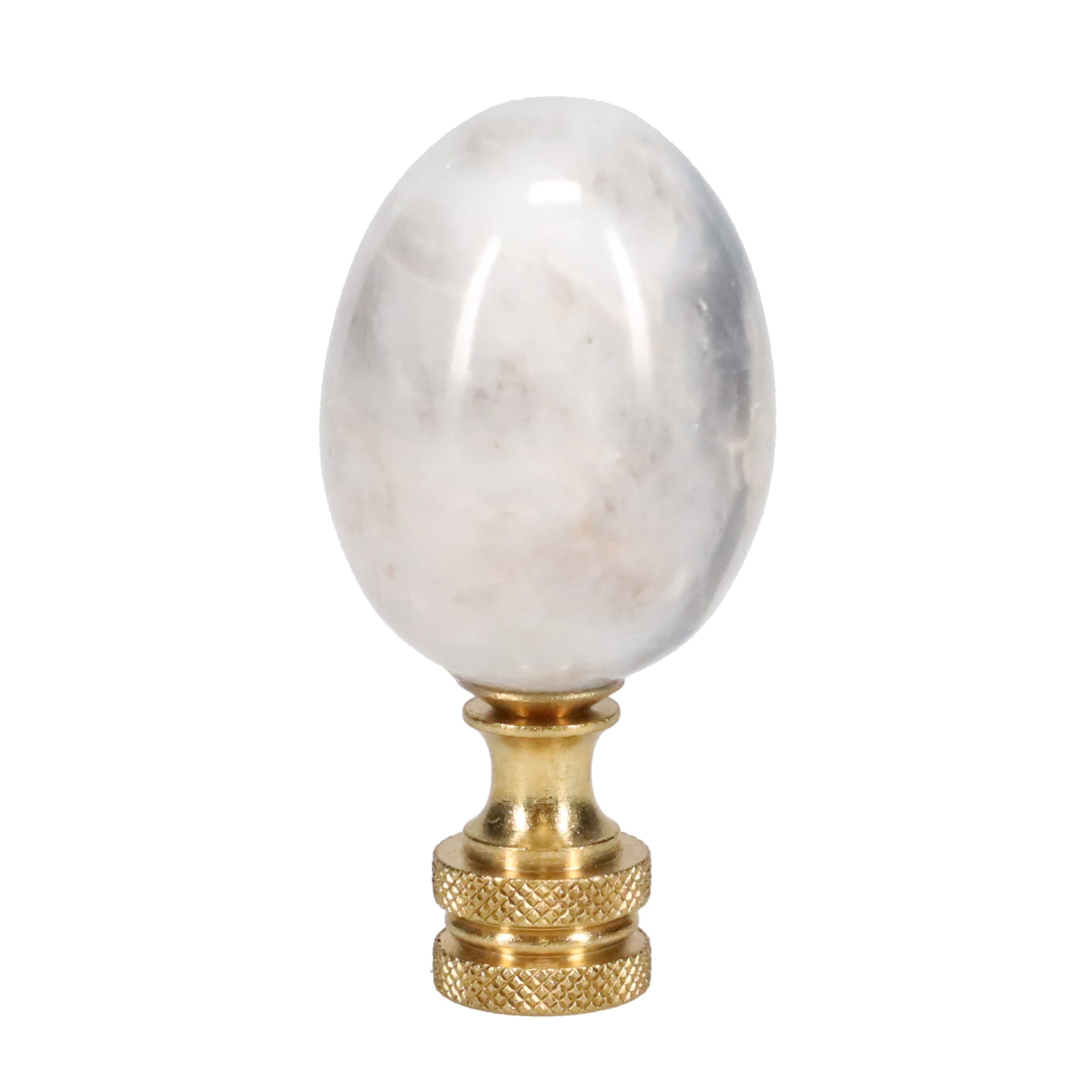 2-3/8" Tall Brass Knurled Finial, Marble Egg, 1/4-27F Tap (15226)
