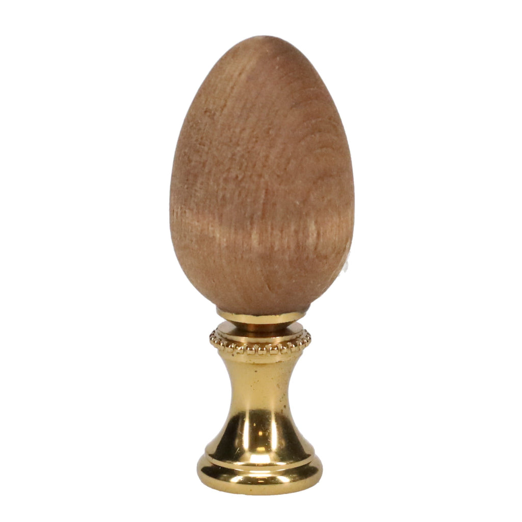 2-1/8" Tall Brass Finial, 7/8" Diam. Wooden Egg, 1/4-27F Tap (15228)