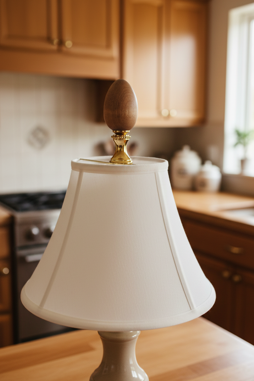 2-1/8" Tall Brass Finial, 7/8" Diam. Wooden Egg, 1/4-27F Tap (15228)