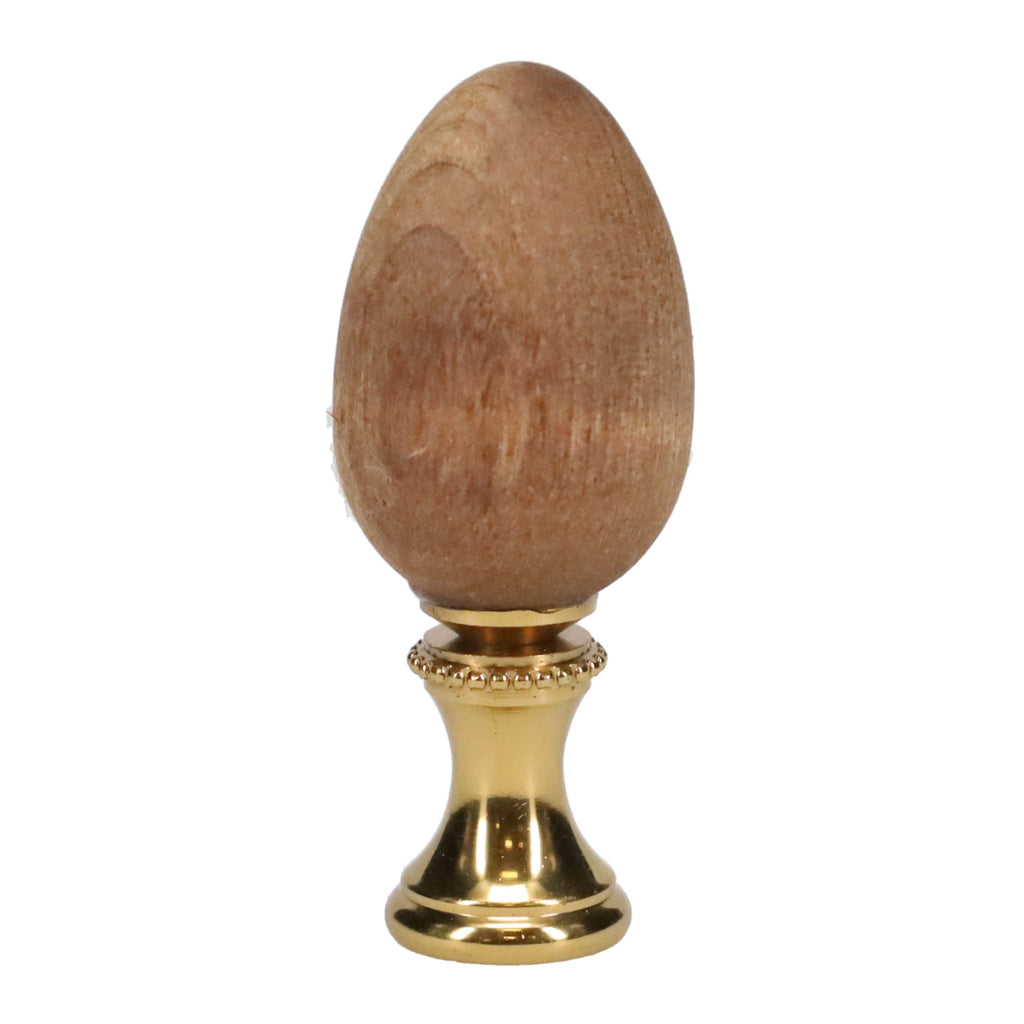 2-1/8" Tall Brass Finial, 7/8" Diam. Wooden Egg, 1/4-27F Tap (15228)