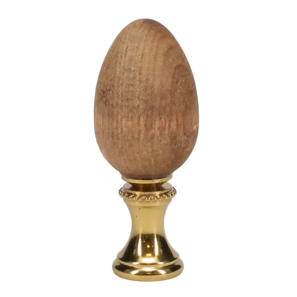 2-1/8" Tall Brass Finial, 7/8" Diam. Wooden Egg, 1/4-27F Tap (15228)