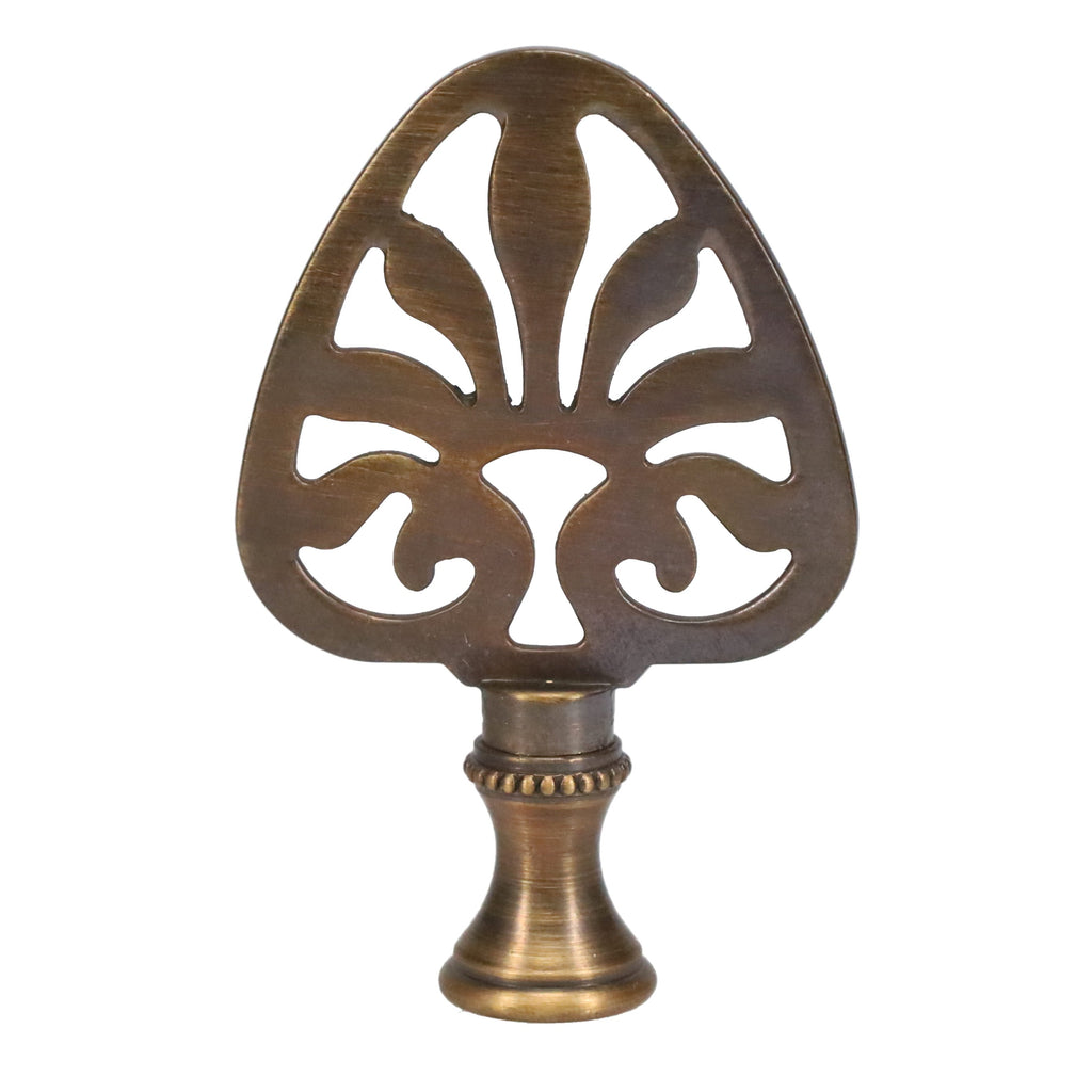 2-3/4" Tall Brass Finial, Fleur-De-Lis Design, Bronze Finish, 1/4-27F Tap (15230)