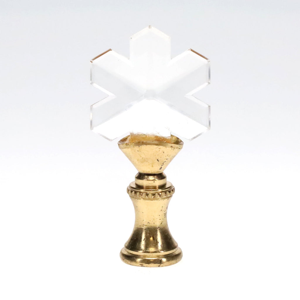 2-5/16" Tall Brass Finial, Clear Snowflake, 1/4-27F Tap (15231)