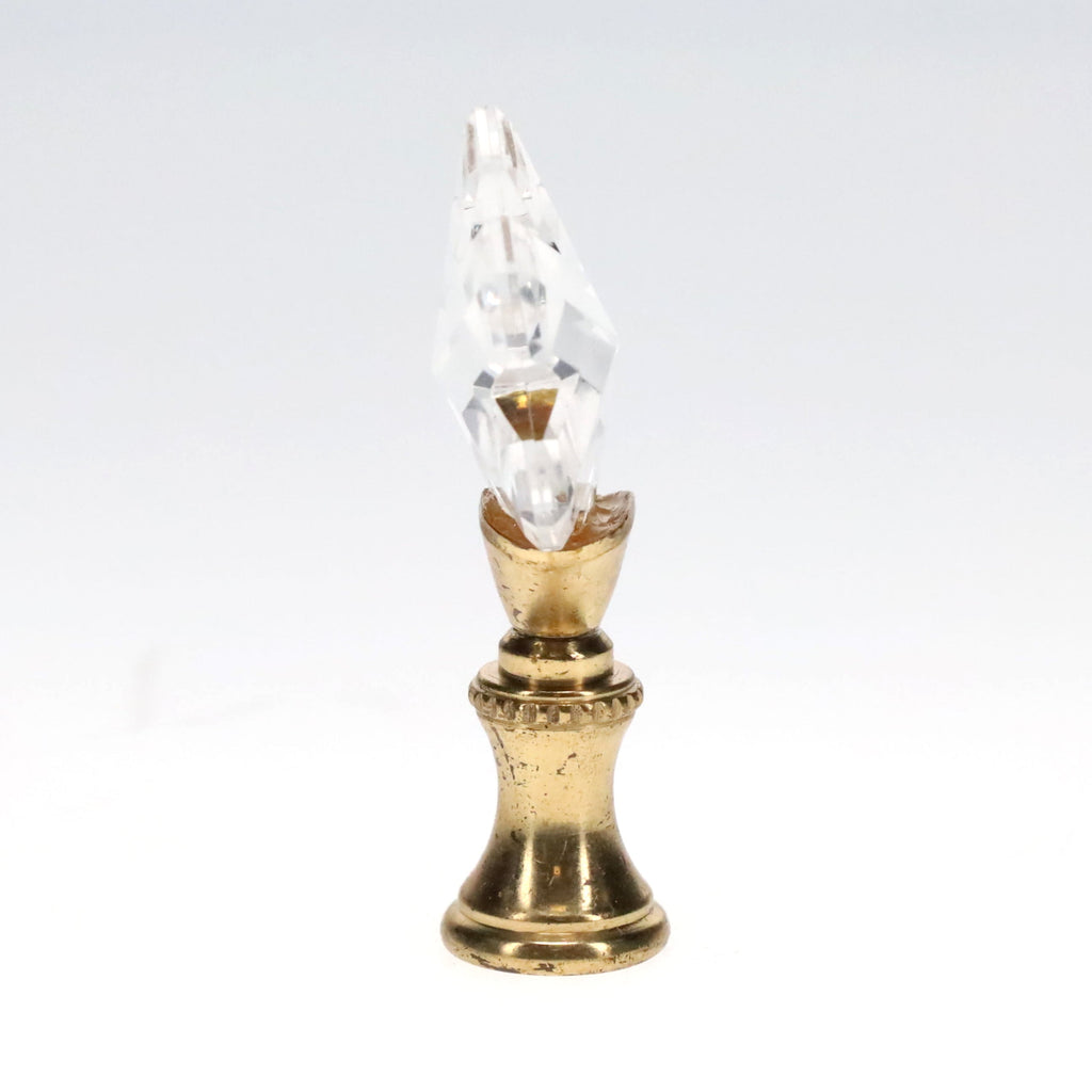 2-5/16" Tall Brass Finial, Clear Snowflake, 1/4-27F Tap (15231)