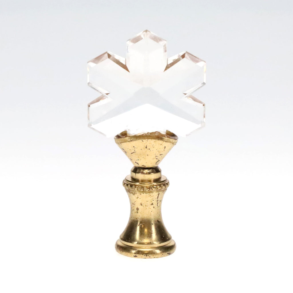 2-5/16" Tall Brass Finial, Clear Snowflake, 1/4-27F Tap (15231)