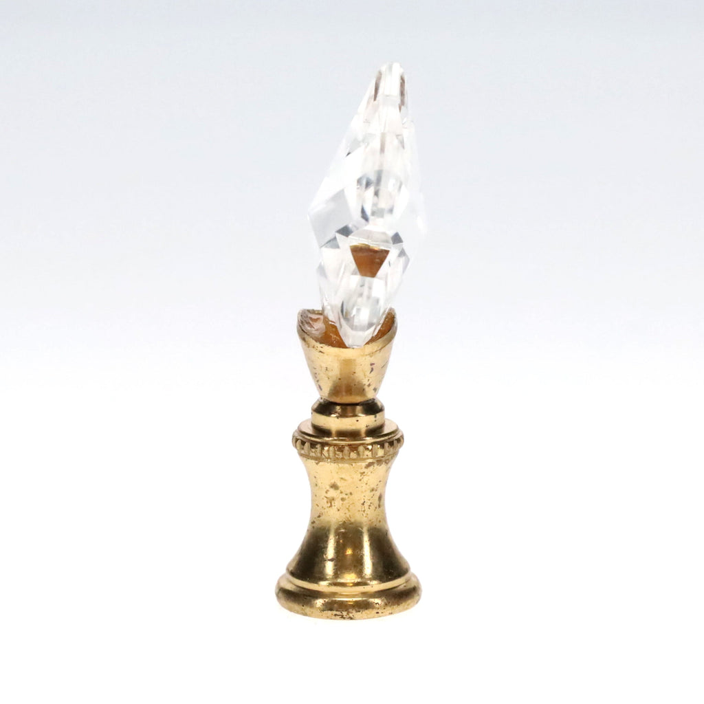 2-5/16" Tall Brass Finial, Clear Snowflake, 1/4-27F Tap (15231)
