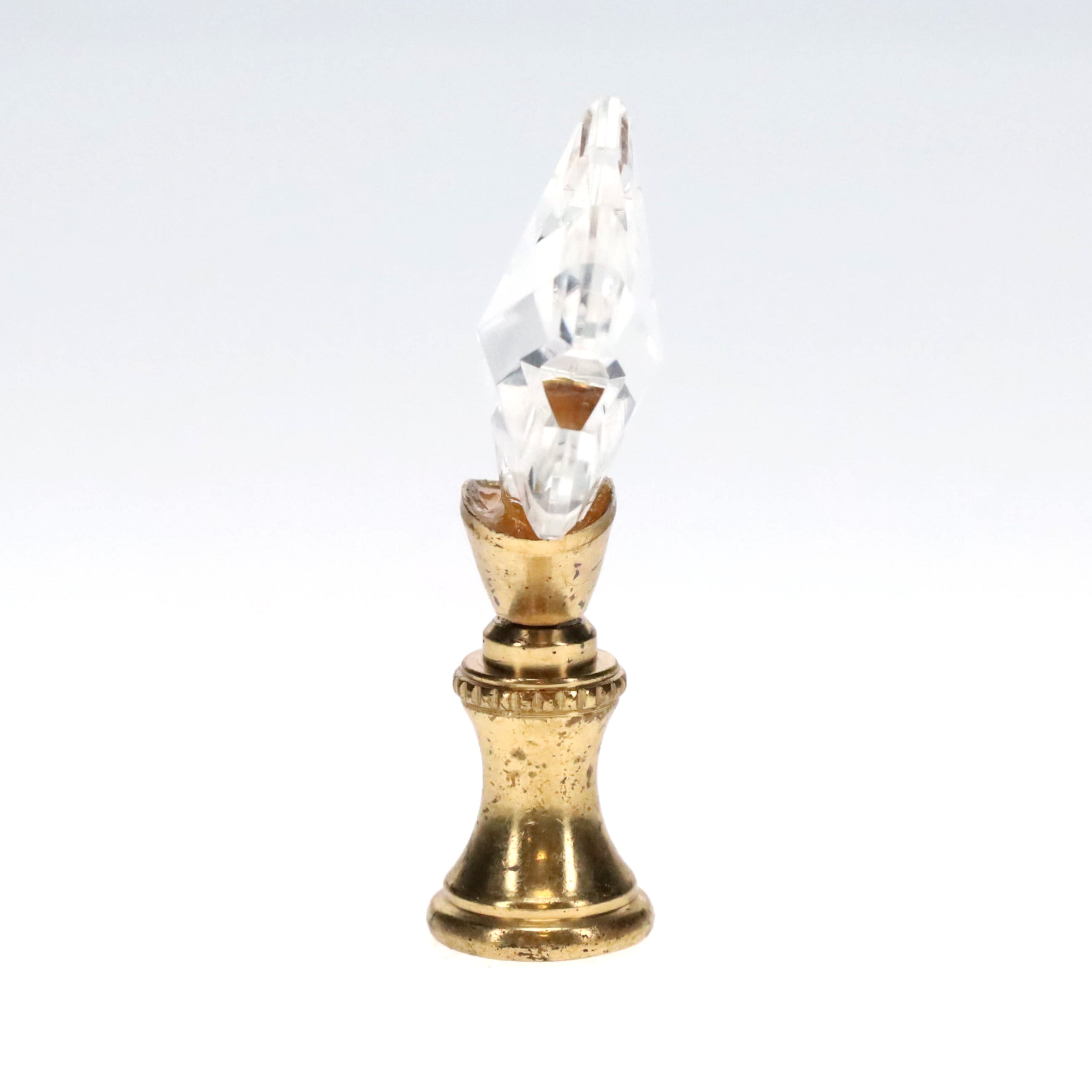 2-5/16" Tall Brass Finial, Clear Snowflake, 1/4-27F Tap (15231)