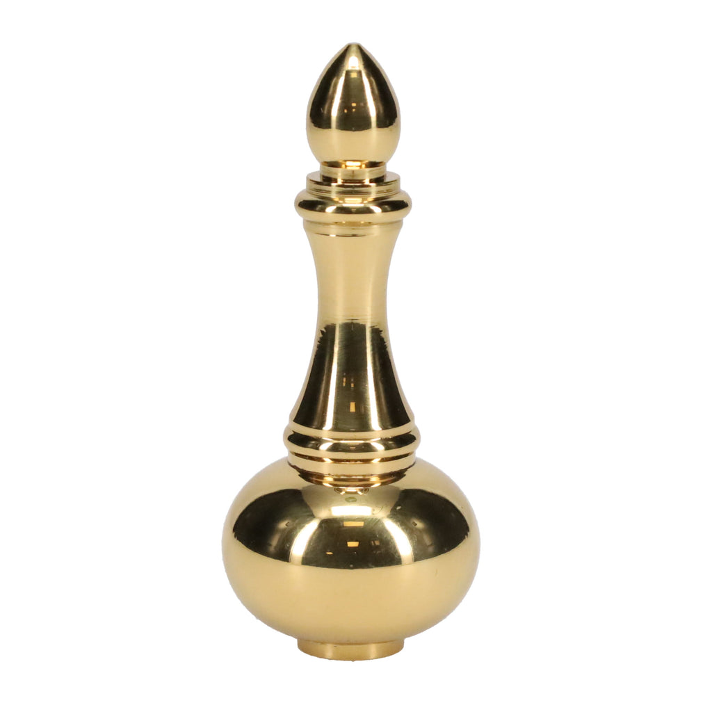 3" Tall Brass Finial, 1-1/4" Wide Spindle, 1/4-27F Tap (15232)