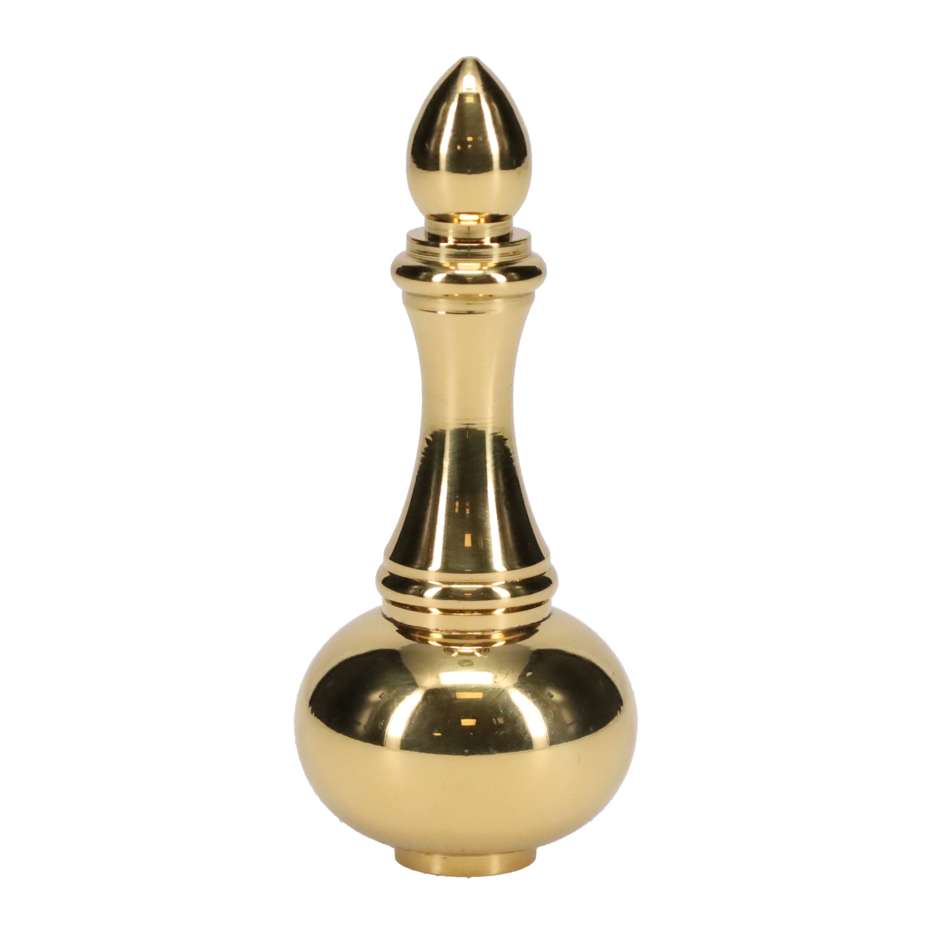 3" Tall Brass Finial, 1-1/4" Wide Spindle, 1/4-27F Tap (15232)
