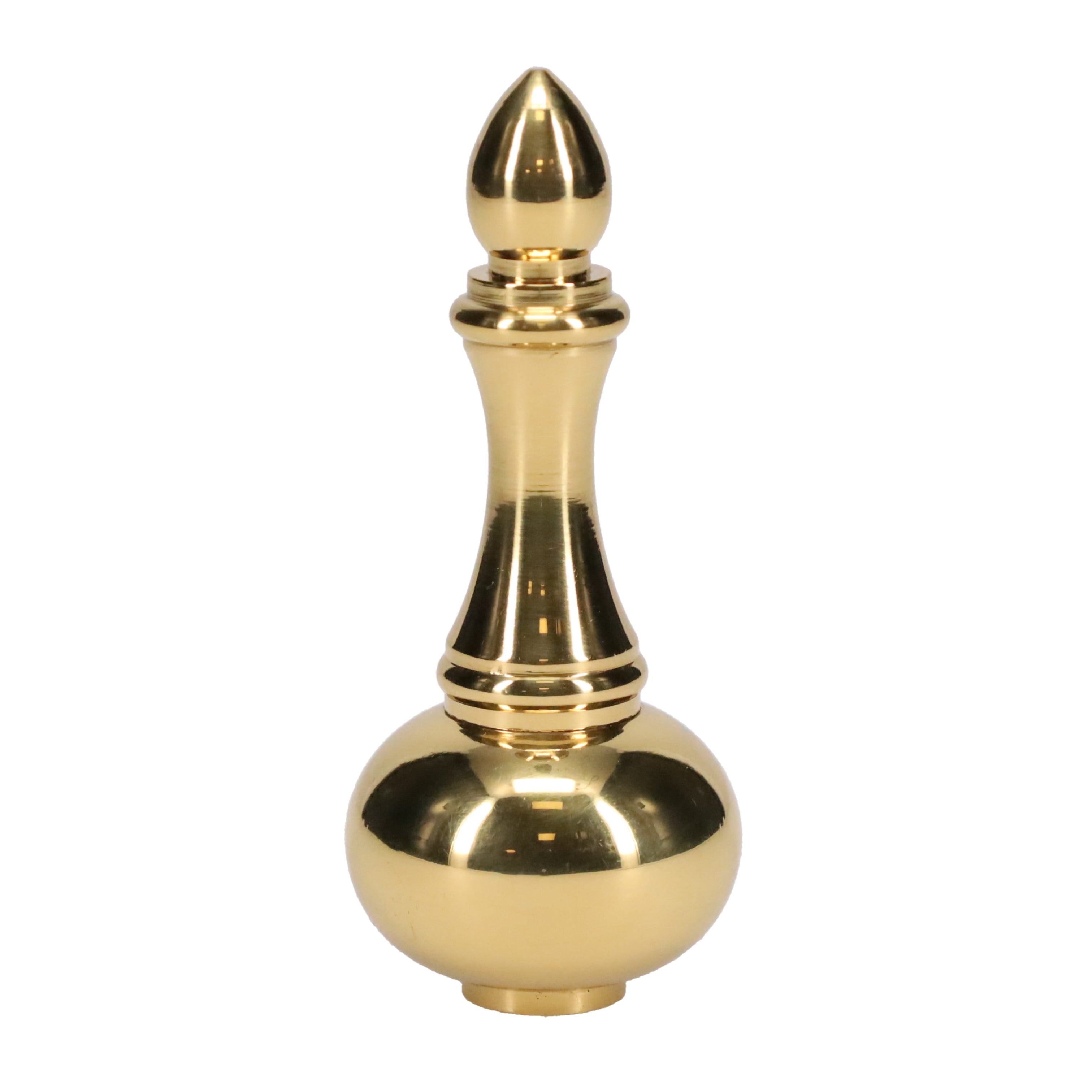 3" Tall Brass Finial, 1-1/4" Wide Spindle, 1/4-27F Tap (15232)
