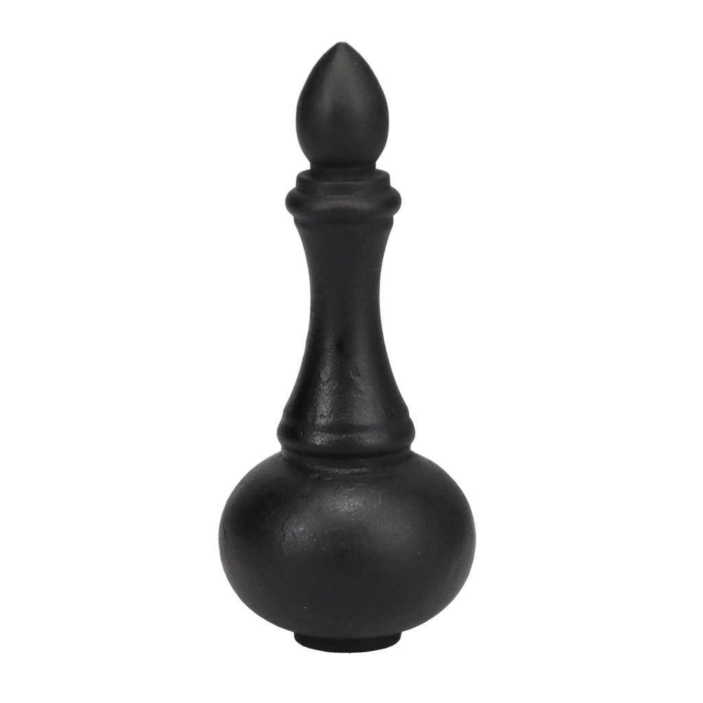 3" Tall Brass Finial, 1-1/4" Wide Spindle, Wrought Iron Black 1/4-27F Tap (15232BK)