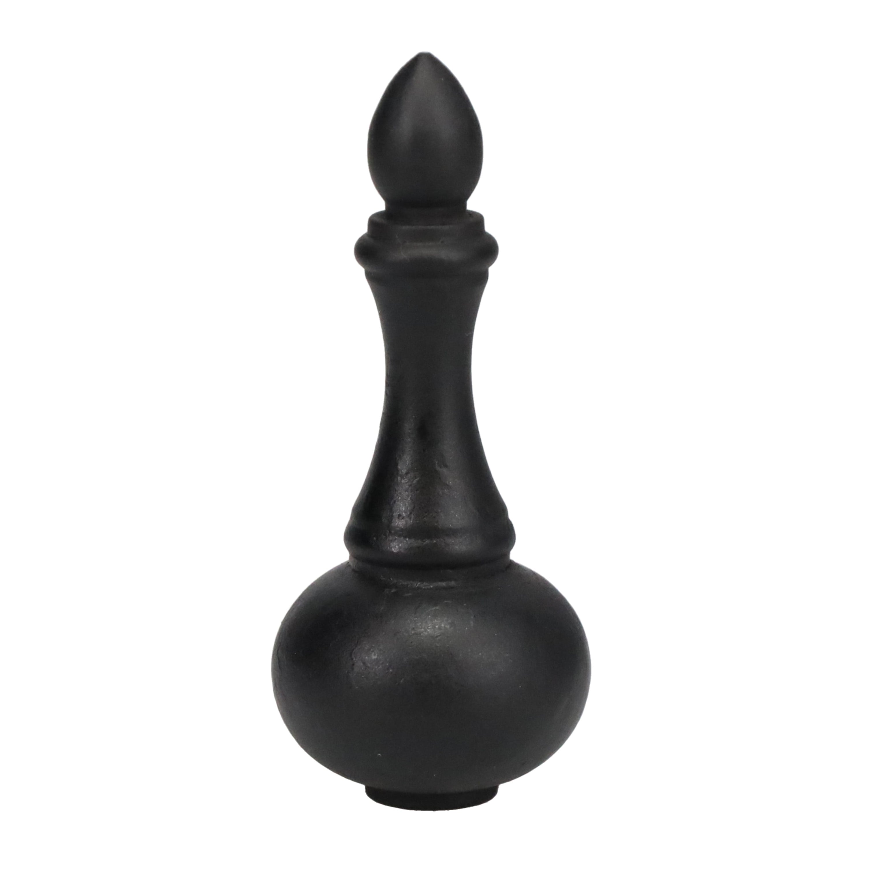 3" Tall Brass Finial, 1-1/4" Wide Spindle, Wrought Iron Black 1/4-27F Tap (15232BK)