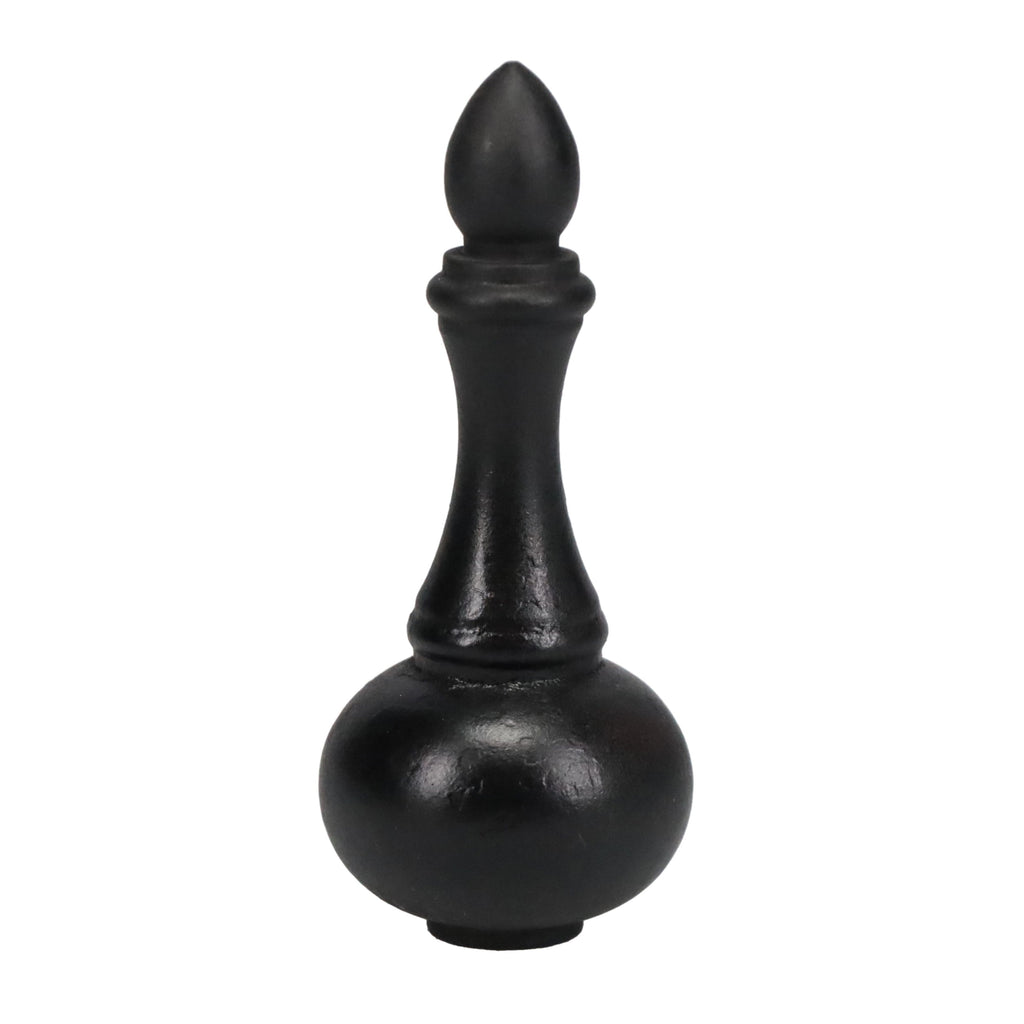 3" Tall Brass Finial, 1-1/4" Wide Spindle, Wrought Iron Black 1/4-27F Tap (15232BK)