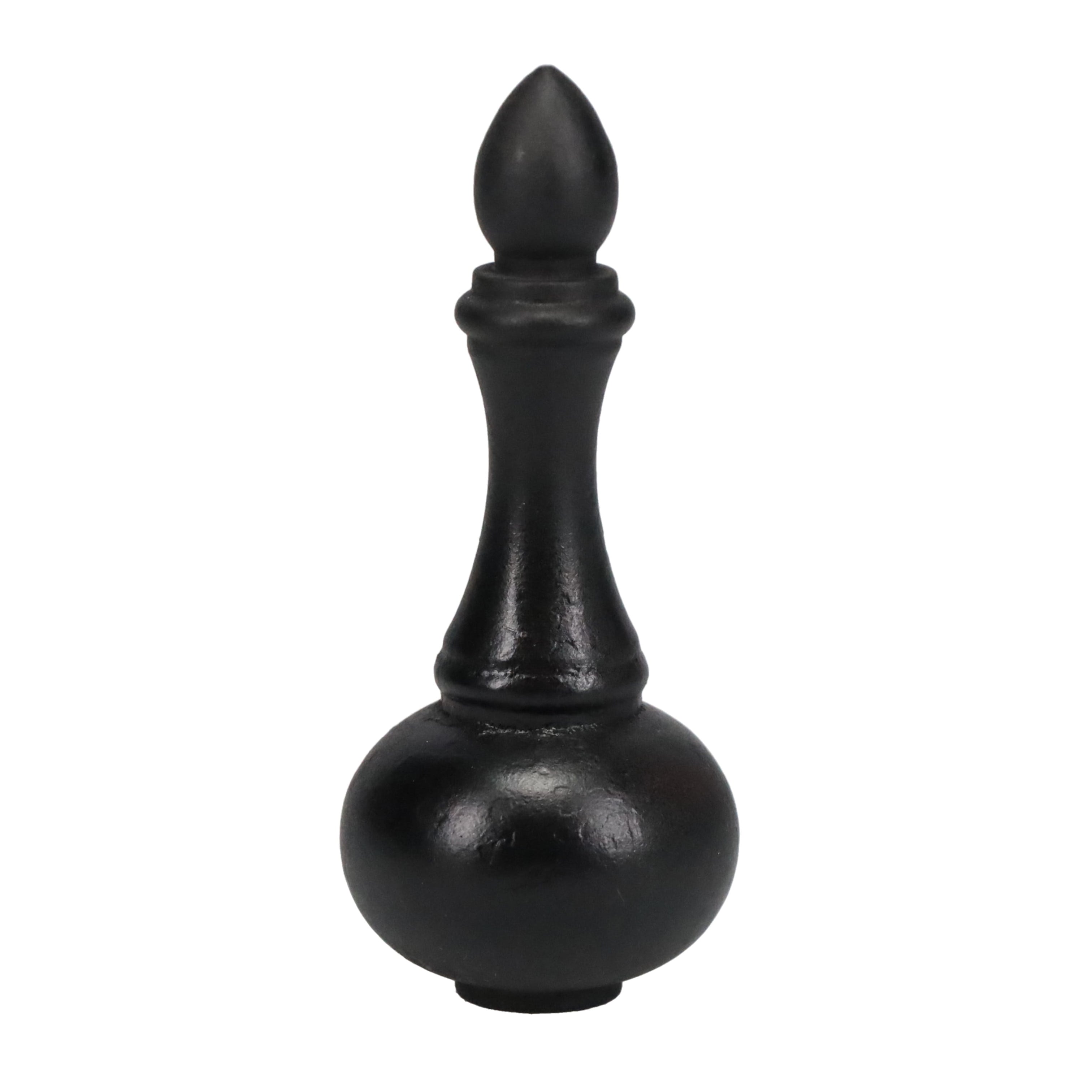 3" Tall Brass Finial, 1-1/4" Wide Spindle, Wrought Iron Black 1/4-27F Tap (15232BK)