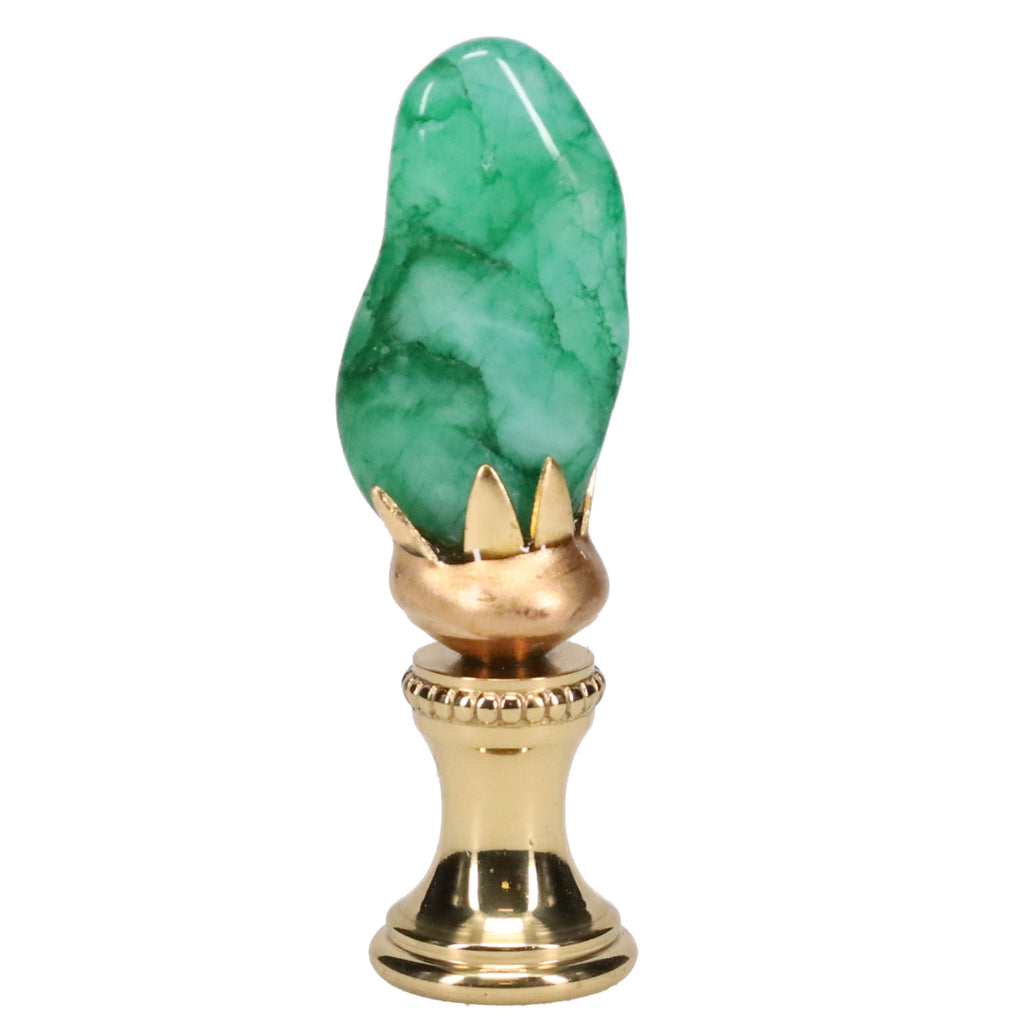 Brass Finial with Turquoise Green Stone, 1/4-27F Tap (15234)