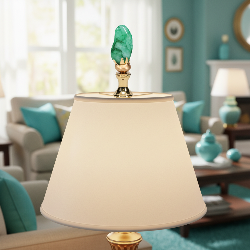 Brass Finial with Turquoise Green Stone, 1/4-27F Tap (15234)