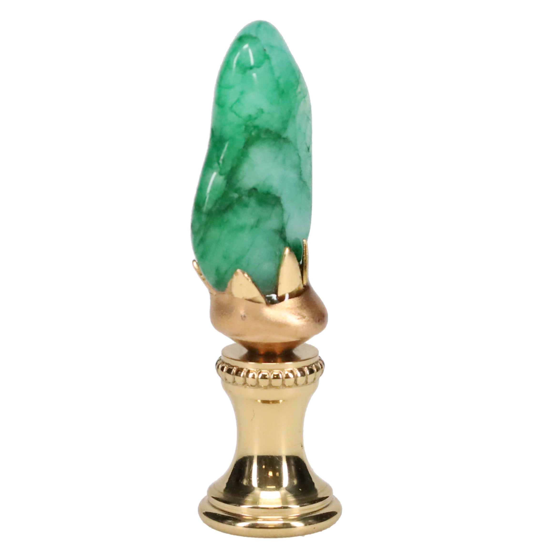 Brass Finial with Turquoise Green Stone, 1/4-27F Tap (15234)