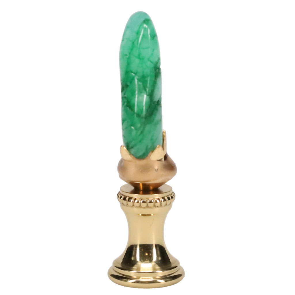Brass Finial with Turquoise Green Stone, 1/4-27F Tap (15234)