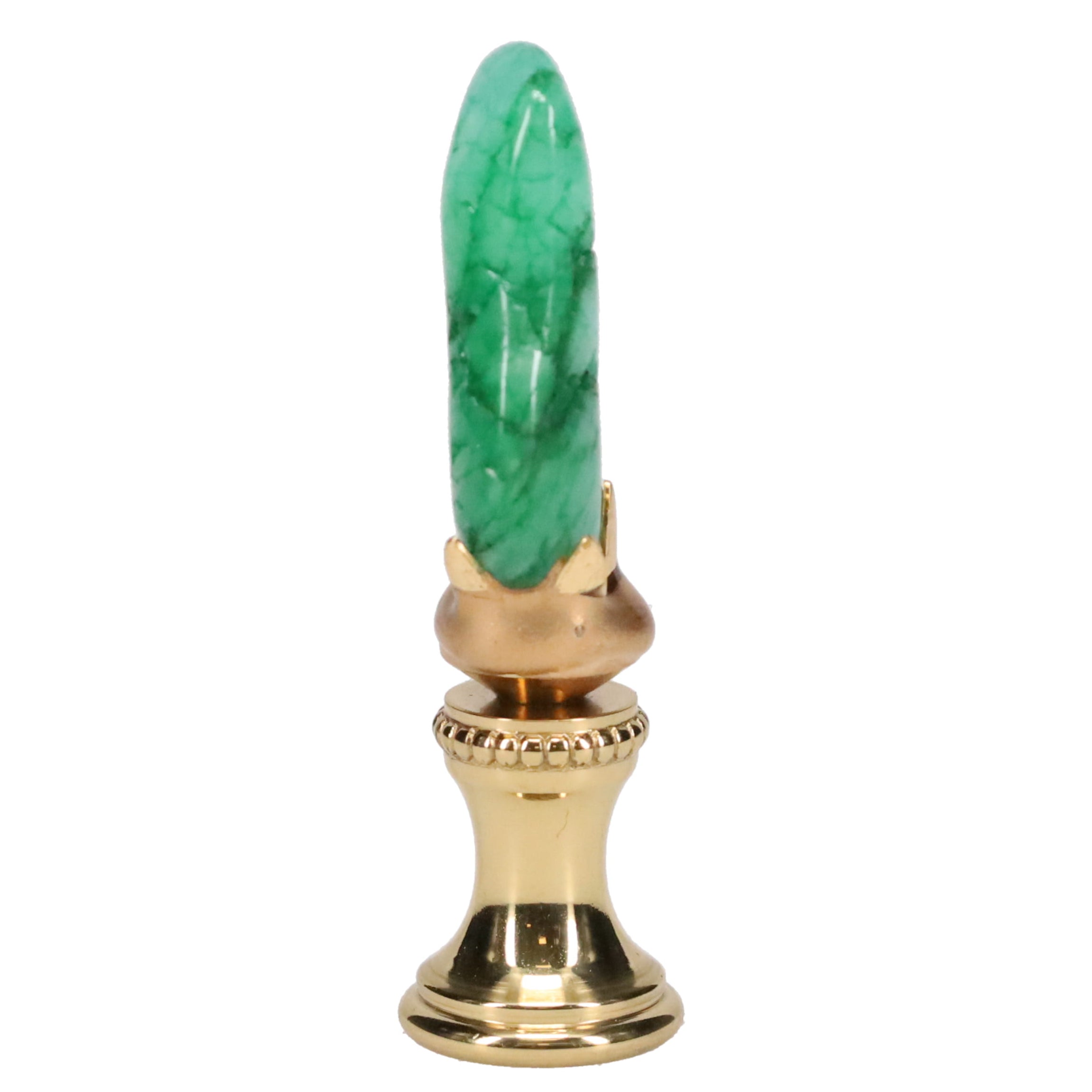 Brass Finial with Turquoise Green Stone, 1/4-27F Tap (15234)