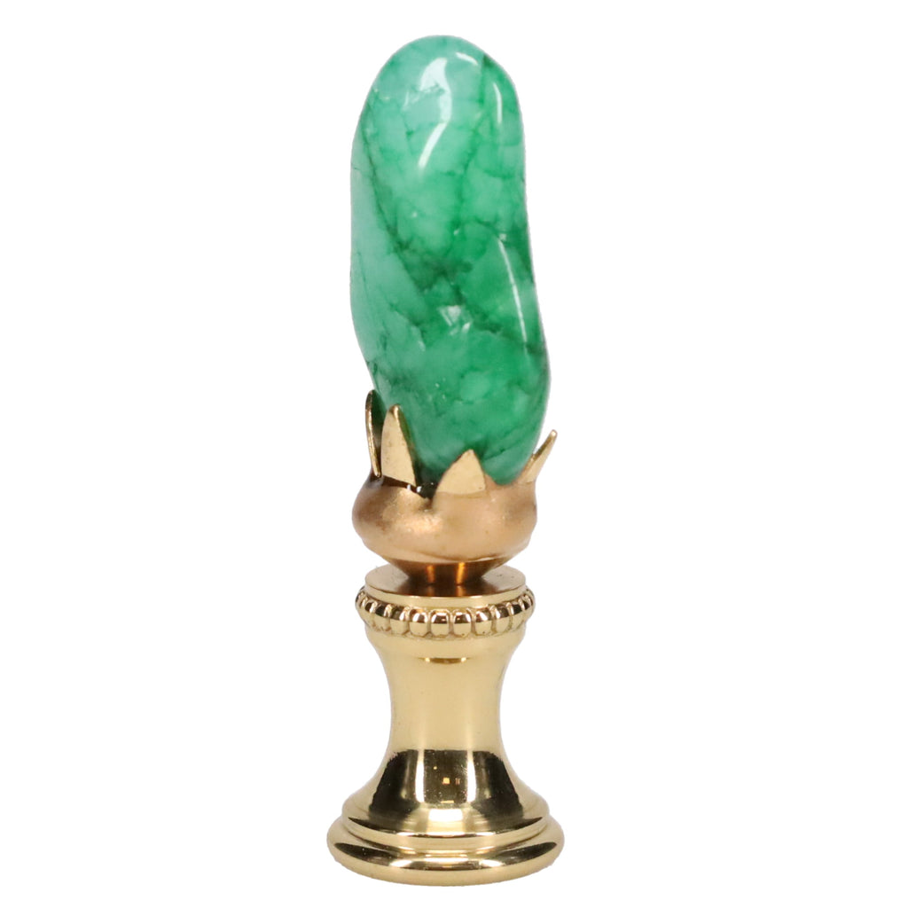 Brass Finial with Turquoise Green Stone, 1/4-27F Tap (15234)