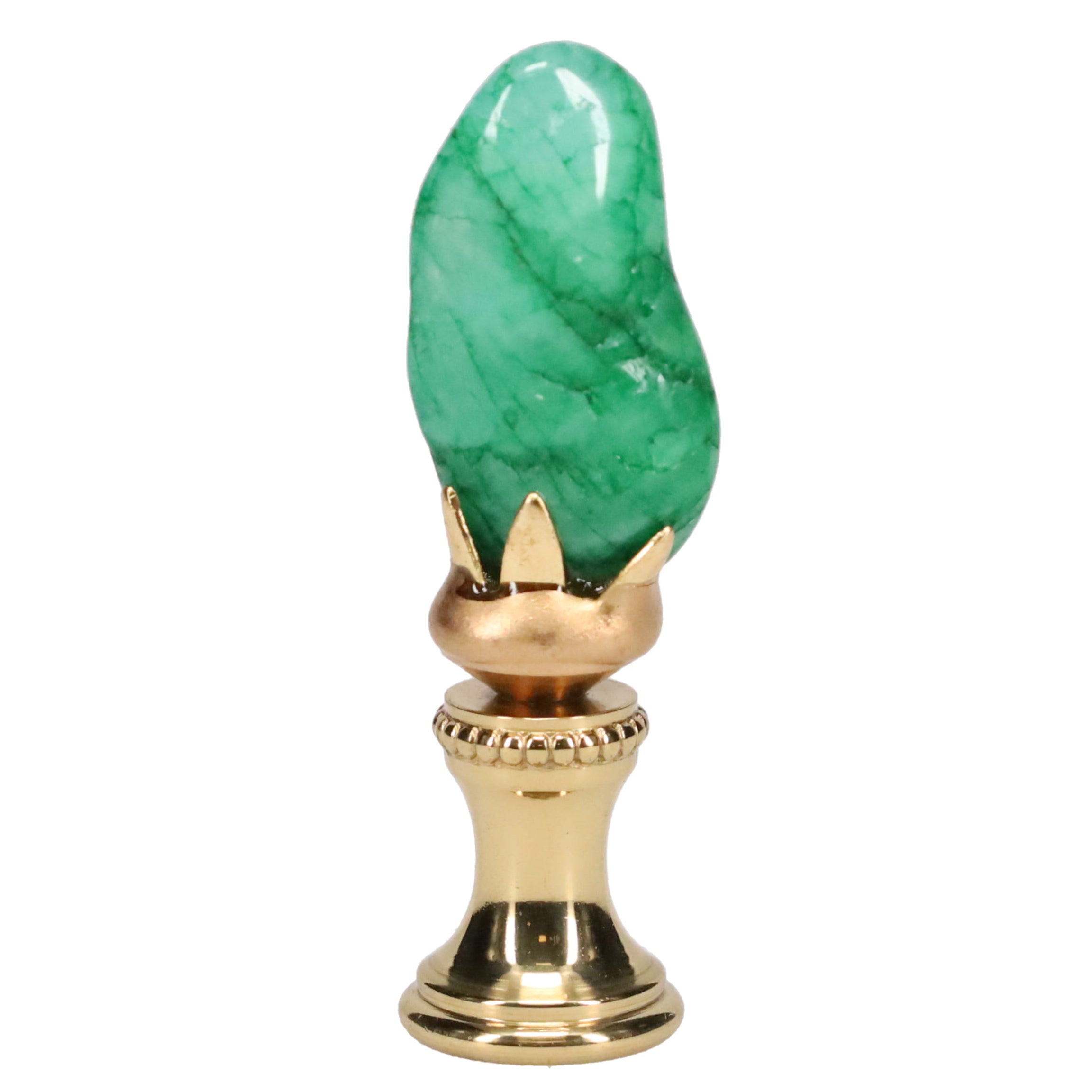 Brass Finial with Turquoise Green Stone, 1/4-27F Tap (15234)