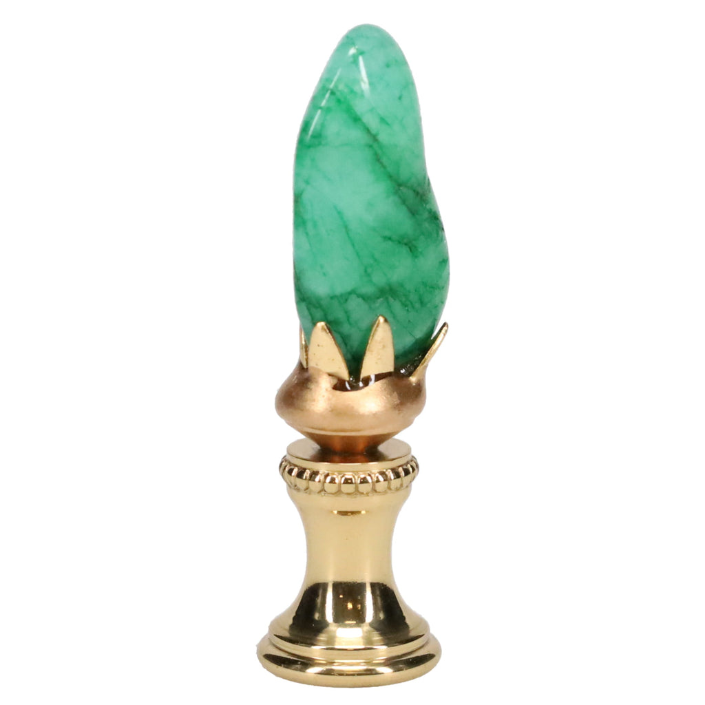 Brass Finial with Turquoise Green Stone, 1/4-27F Tap (15234)