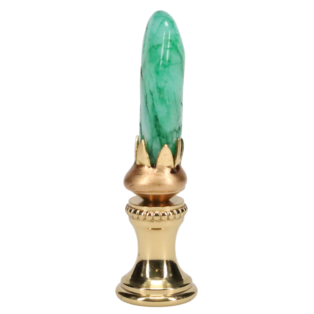 Brass Finial with Turquoise Green Stone, 1/4-27F Tap (15234)